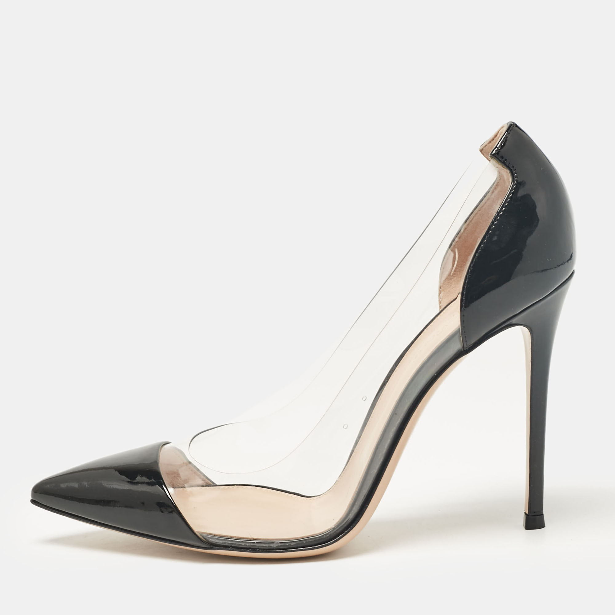 

Gianvito Rossi Black Patent Leather and PVC Plexi Pumps Size