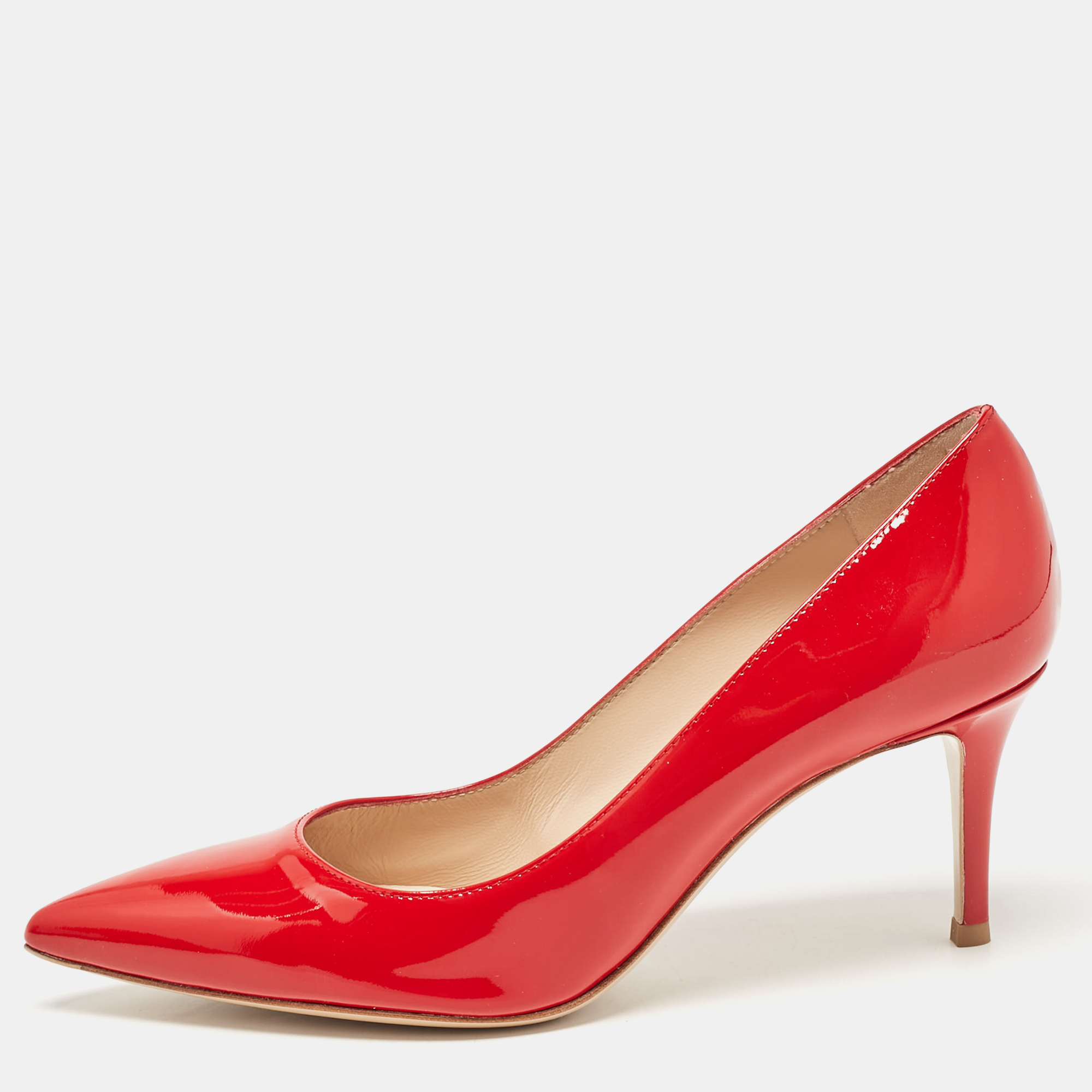 

Gianvito Rossi Red Patent Leather Gianvito 105 Pumps Size