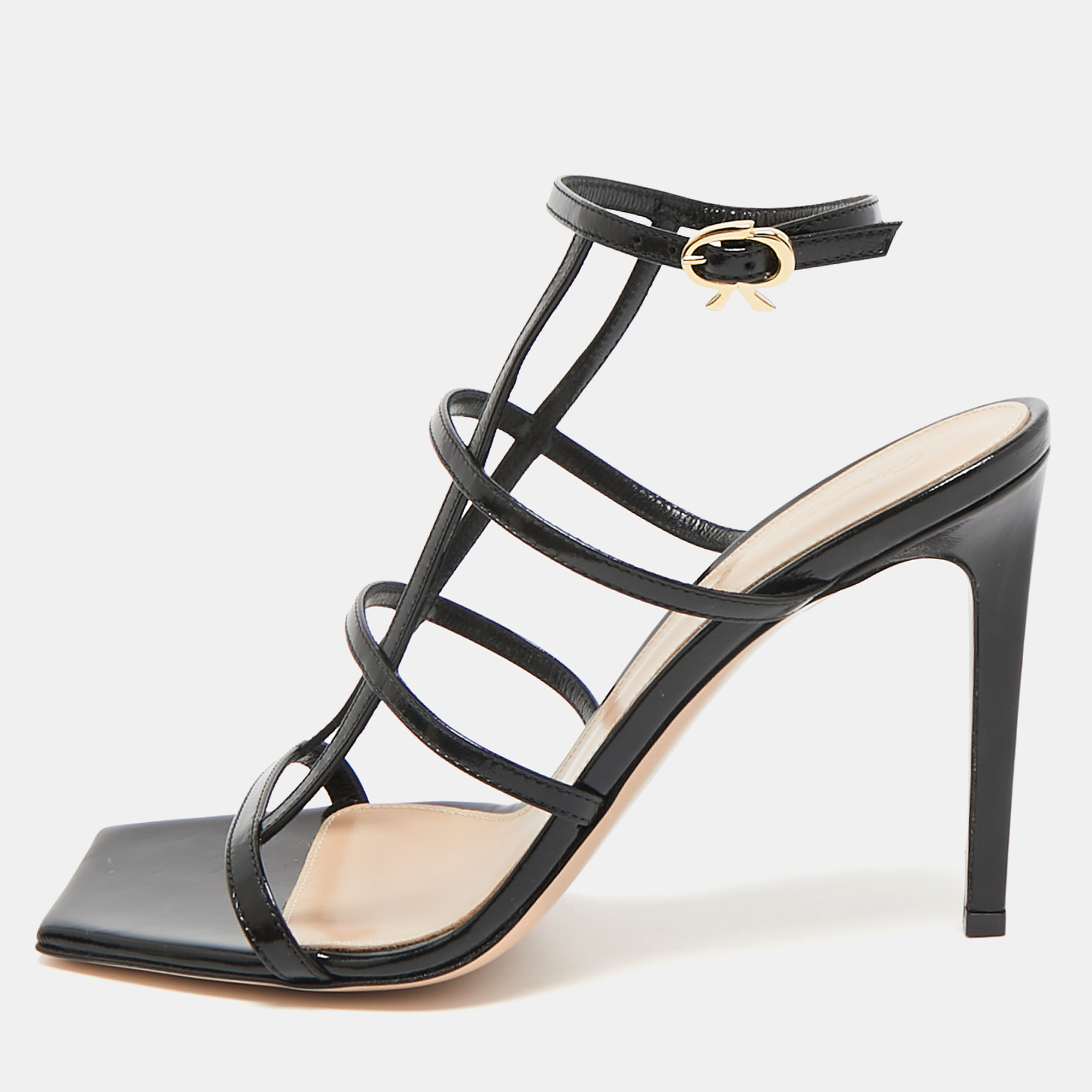 

Gianvito Rossi Black Leather Mondry Sandals Size