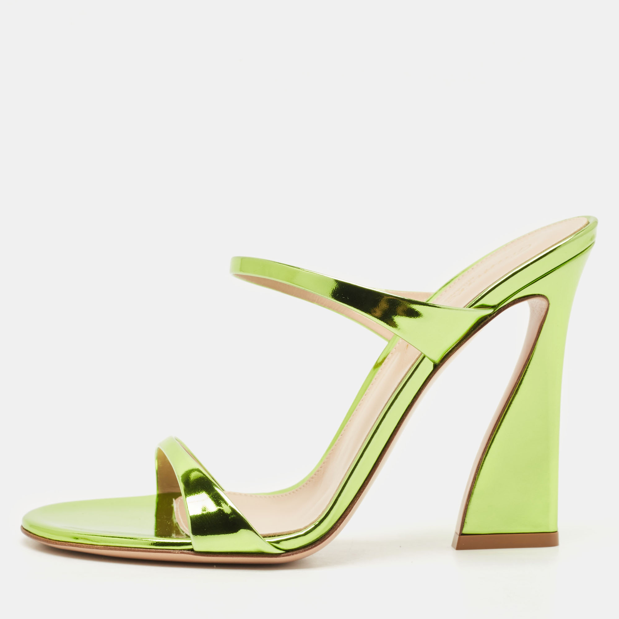 

Gianvito Rossi Metallic Green Leather Aura Sandals Size