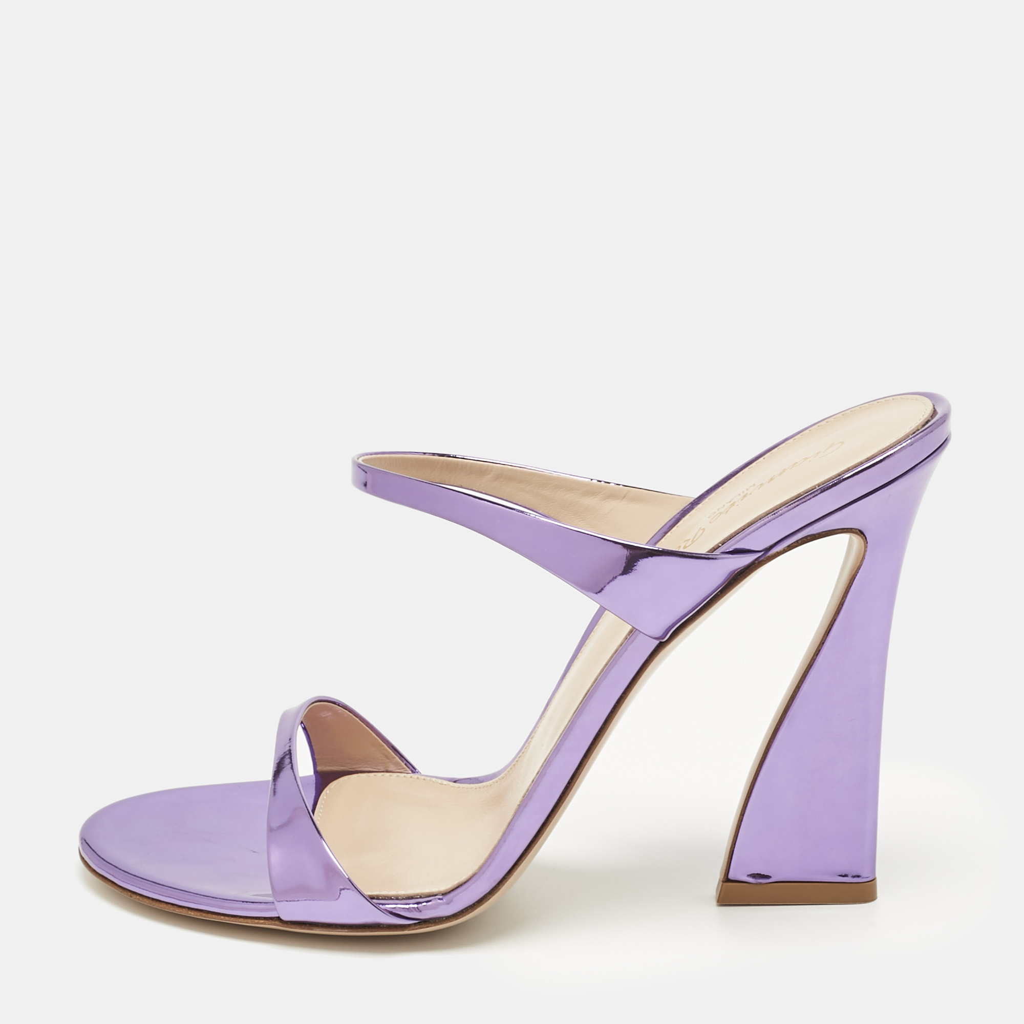 

Gianvito Rossi Metallic Purple Leather Aura Sandals Size