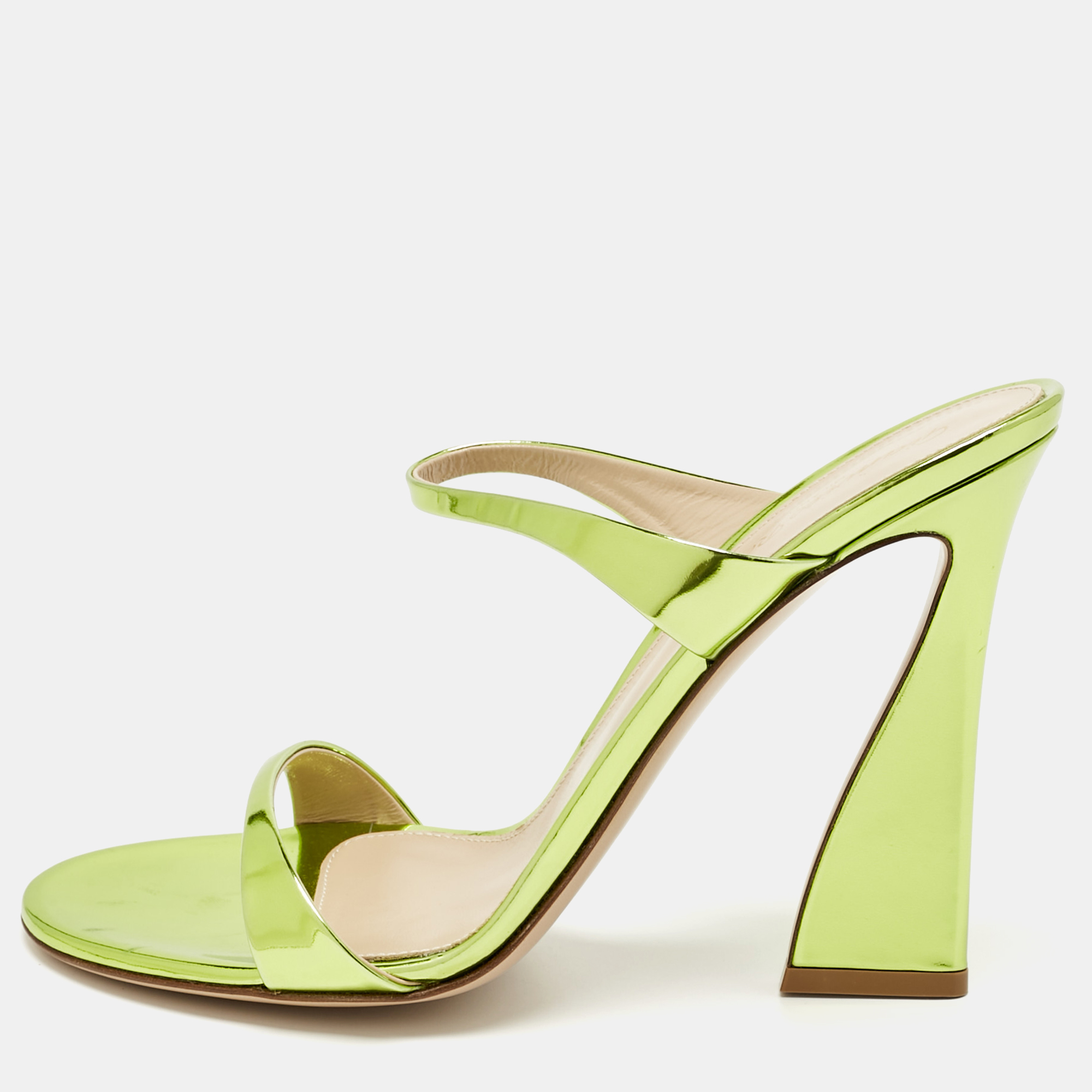 

Gianvito Rossi Metallic Green Leather Aura Sandals Size