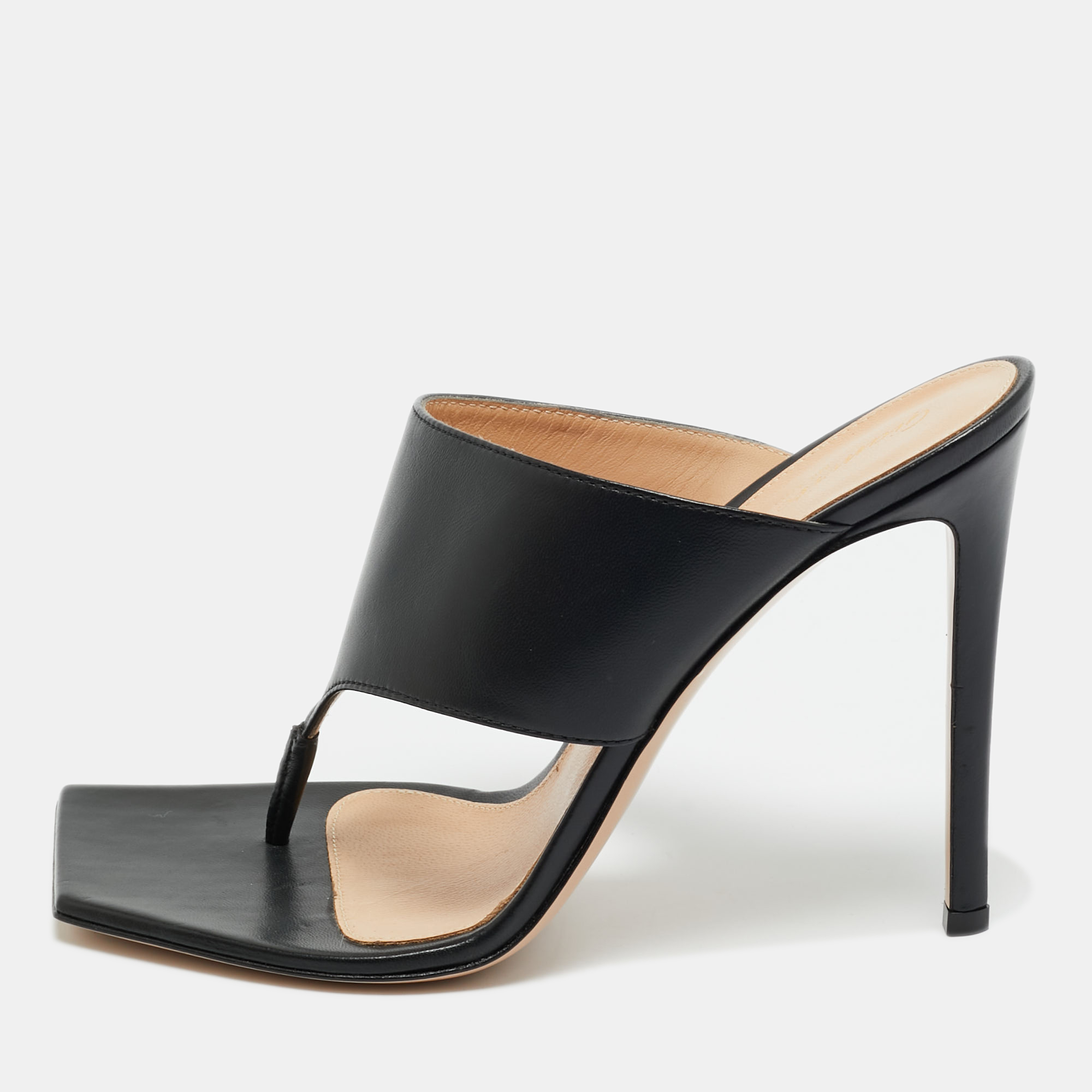 

Gianvito Rossi Black Leather Thong Slide Sandals Size