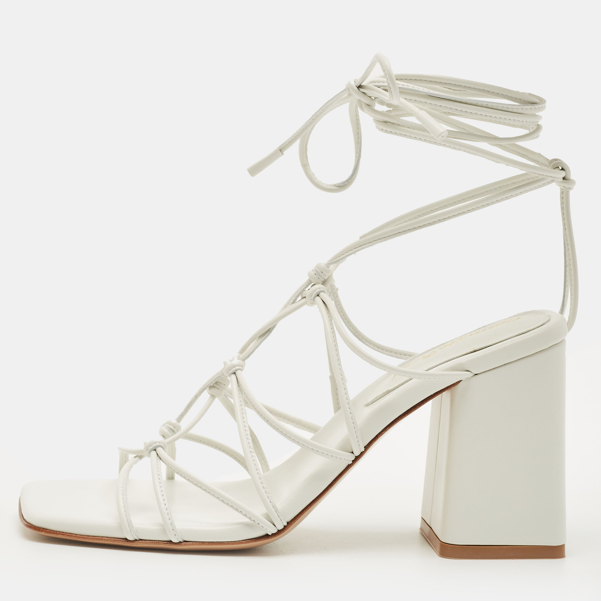 

Gianvito Rossi White Leather Minas Sandals Size