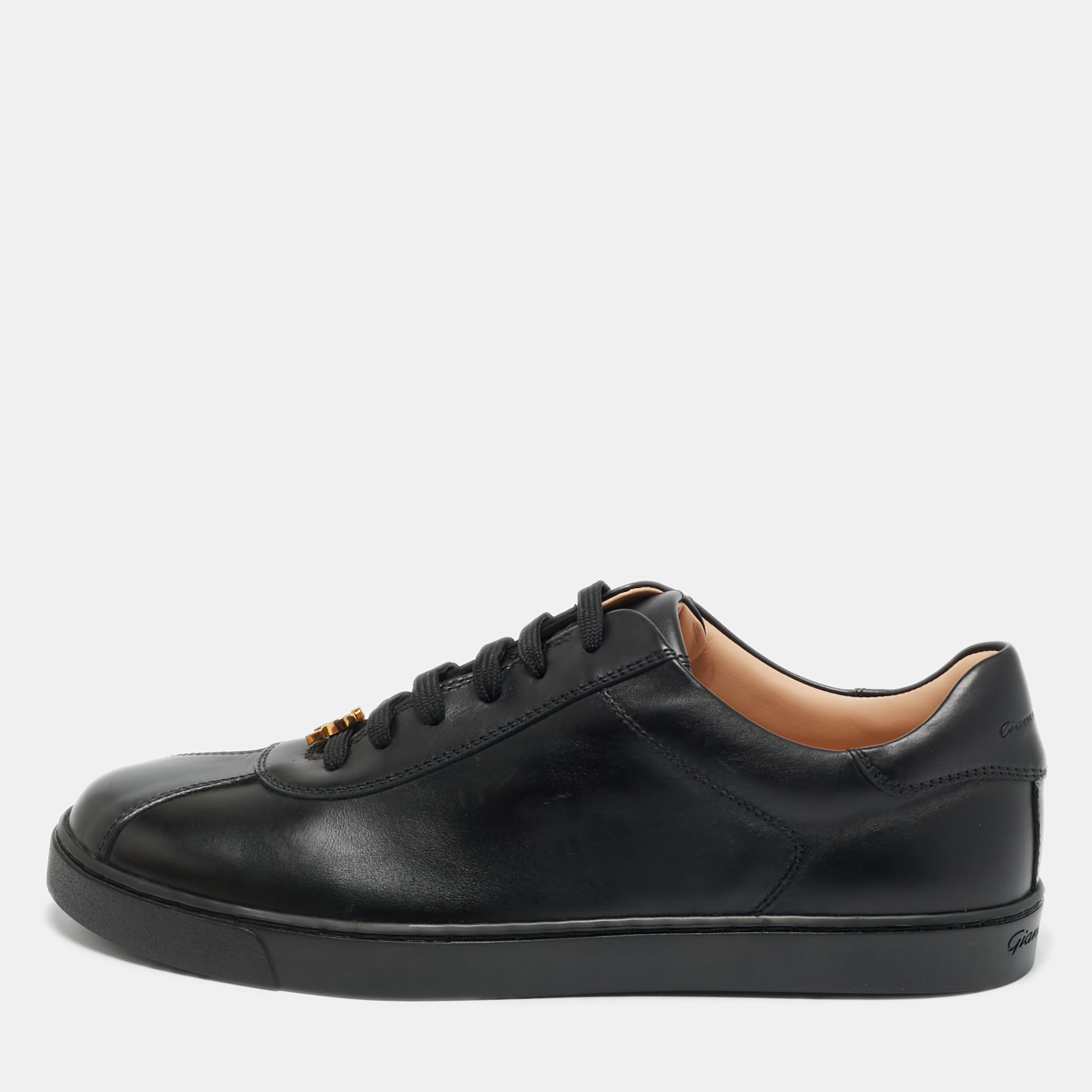 

Gianvito Rossi Black Leather Ribbon Low Top Sneakers Size