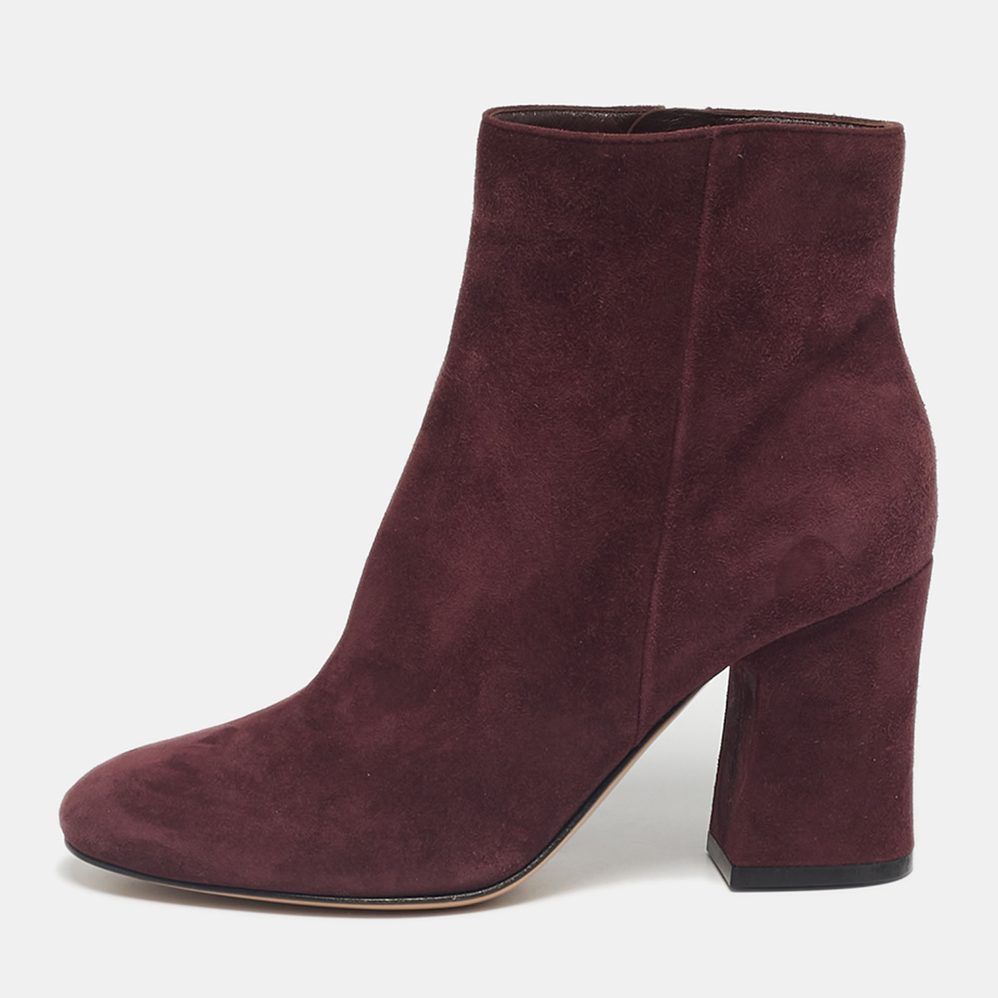 

Gianvito Rossi Burgundy Suede Joelle Ankle Boots Size