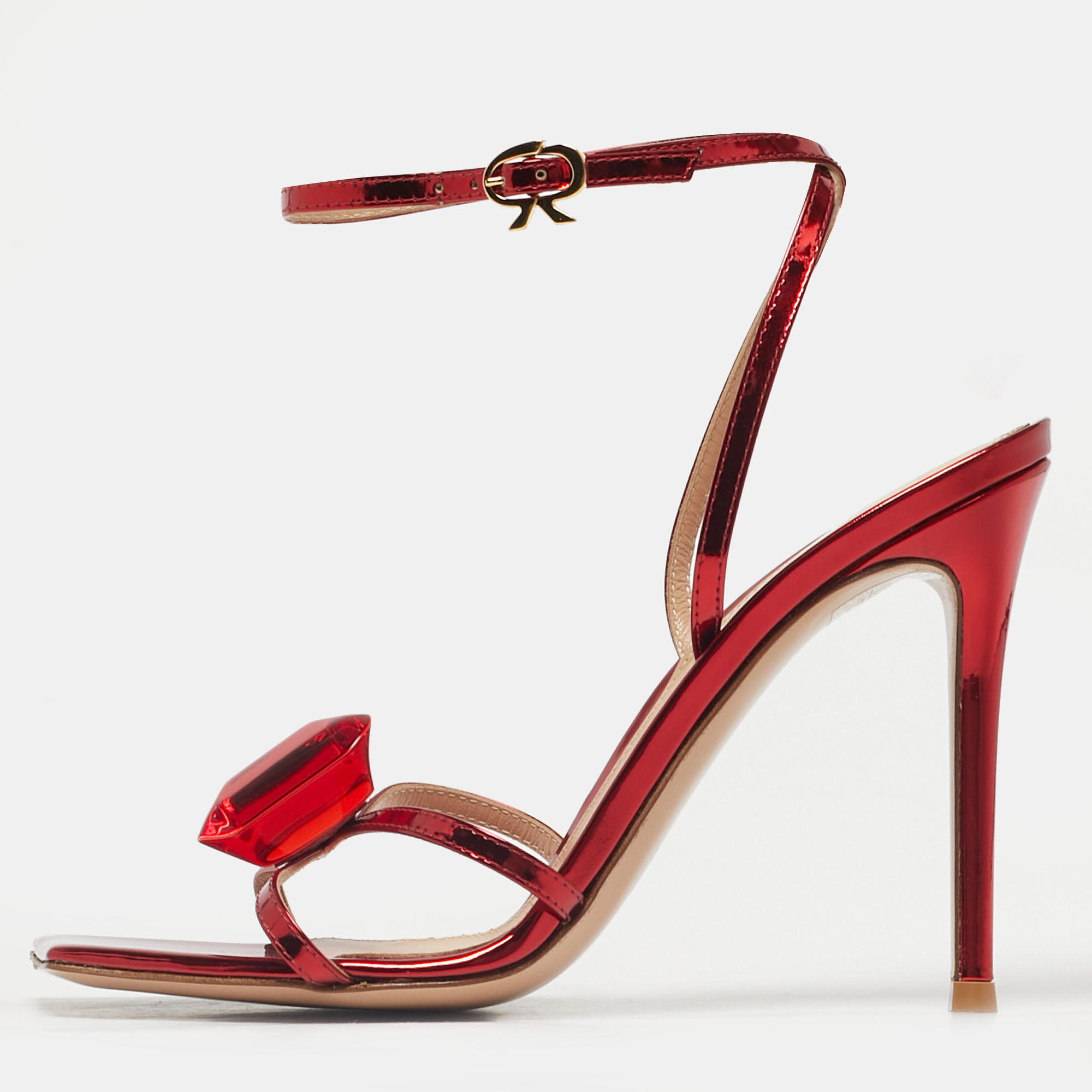 

Gianvito Rossi Metallic Red Leather Jaipur Sandals Size