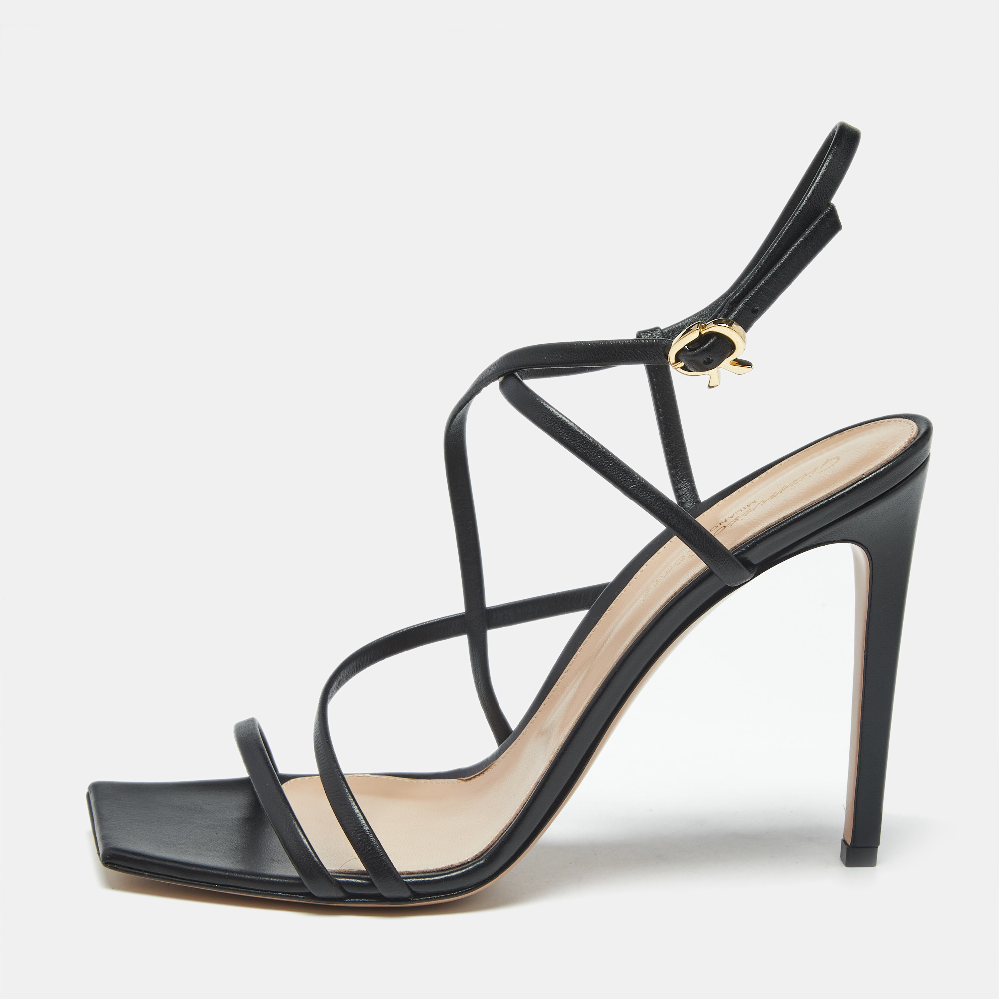 

Gianvito Rossi Black Leather Manilla Sandals Size
