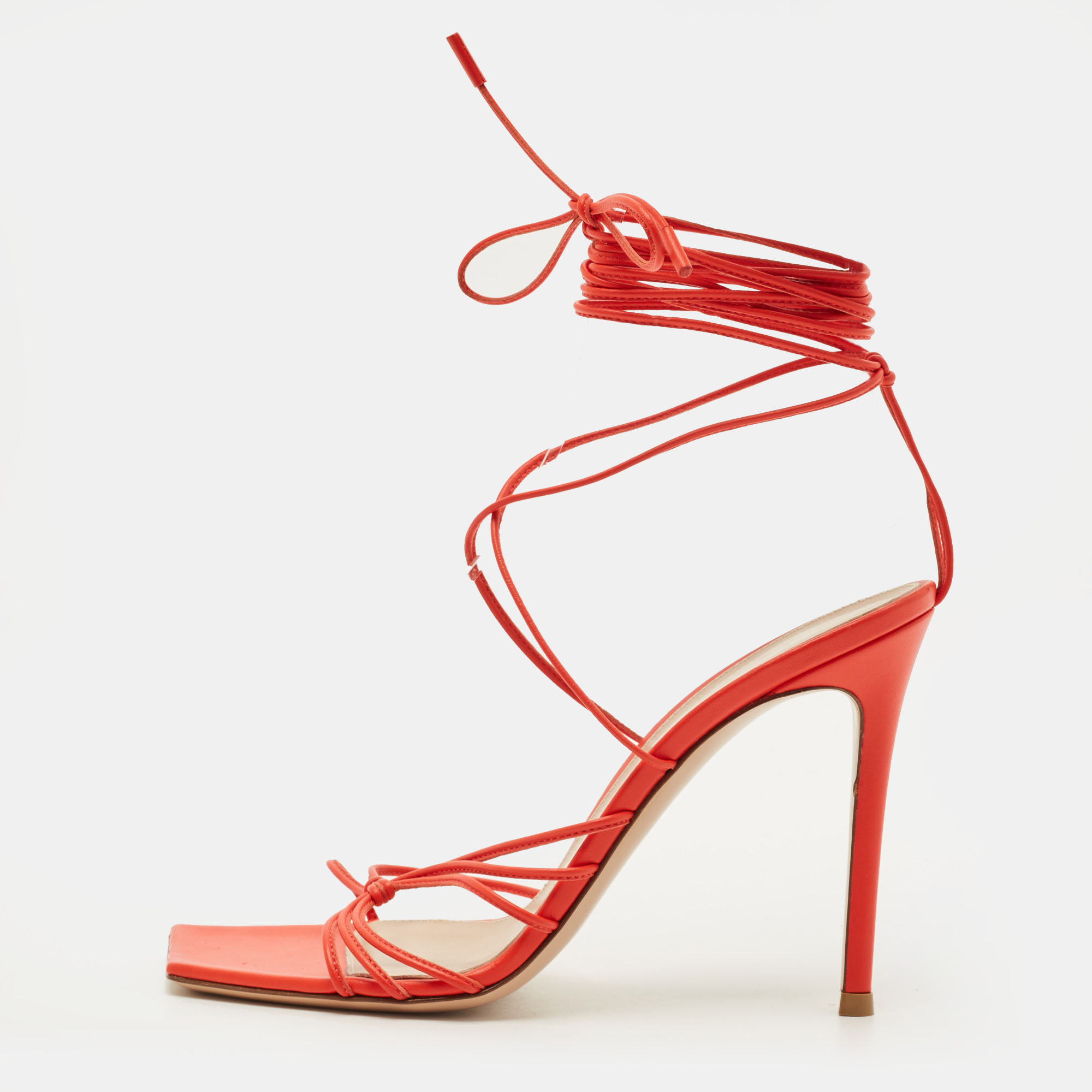 

Gianvito Rossi Sylvie Size  Red Leather Ankle Strap Sandals