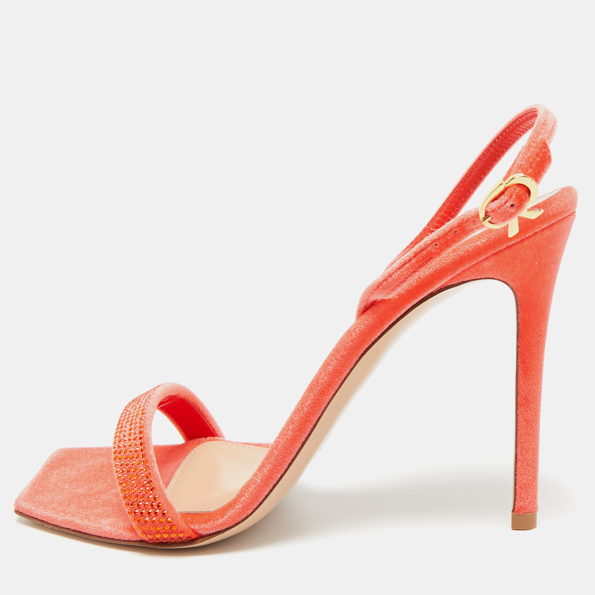 

Gianvito Rossi Britney Size  Red Velvet Slingback Sandals