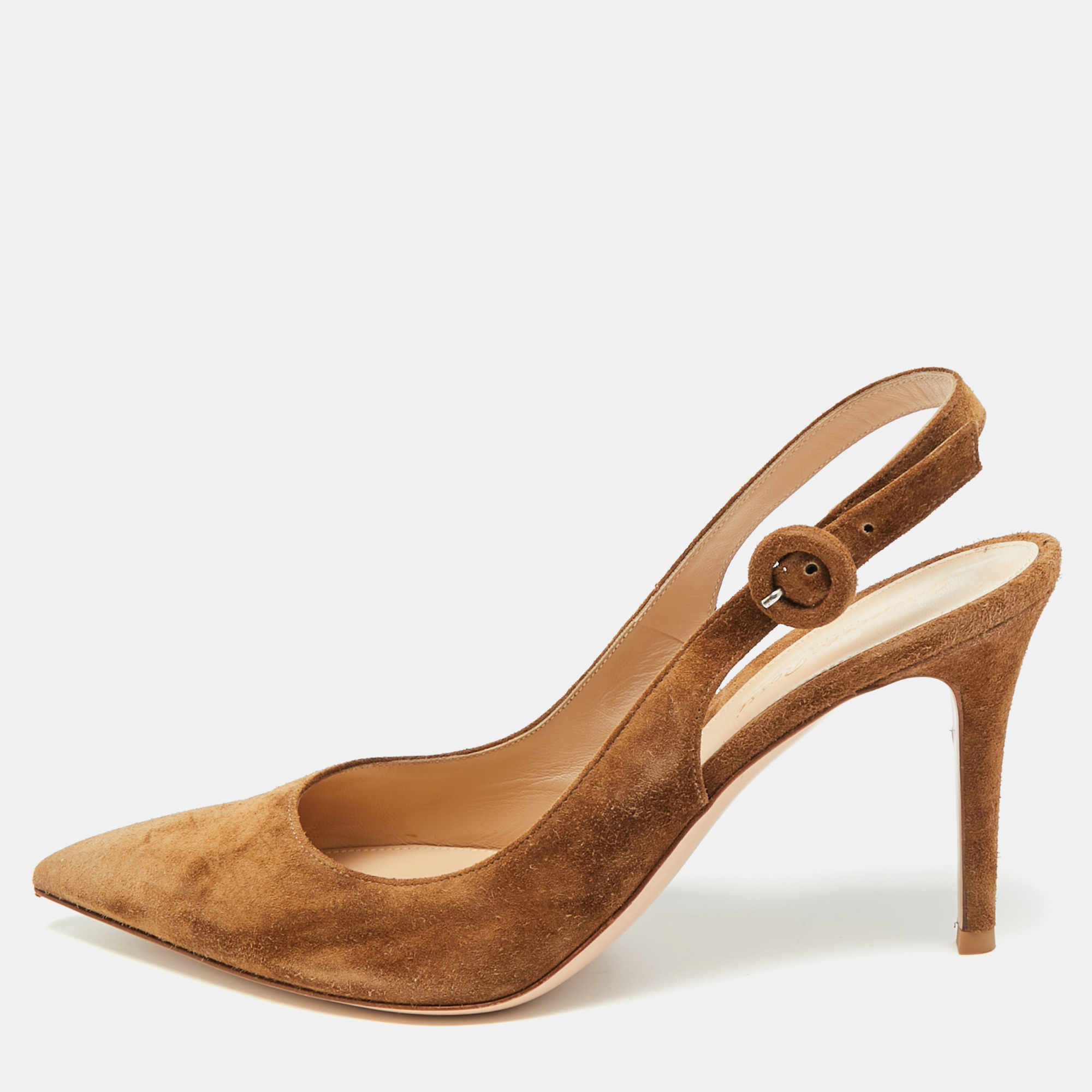 

Gianvito Rossi Anna Size  Brown Suede Slingback Pumps
