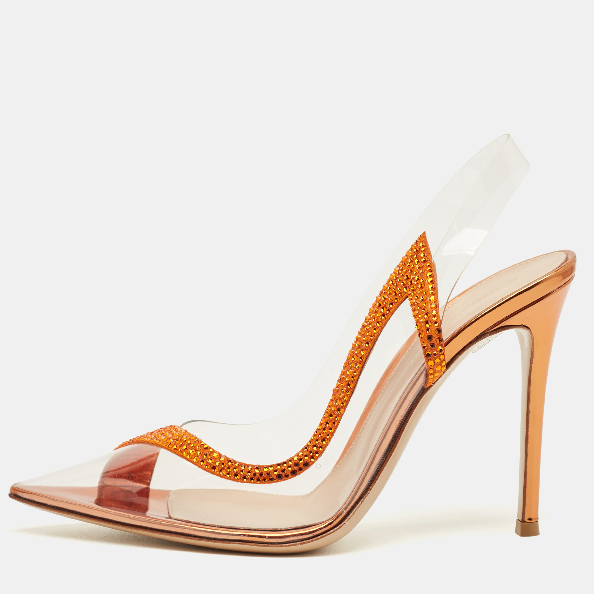 

Gianvito Rossi Hortensia Size  Transparent/Orange PVC and Suede Pumps
