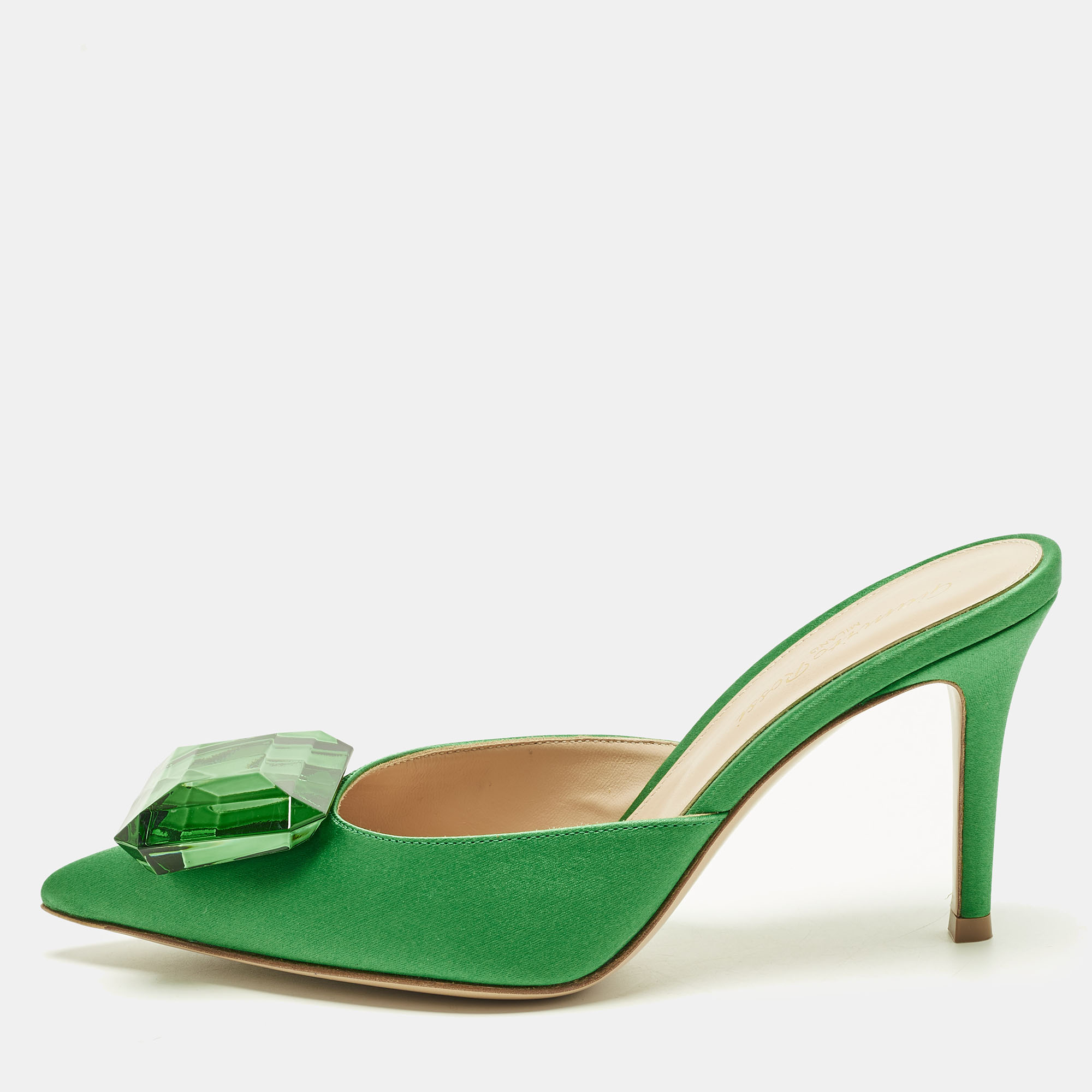 

Gianvito Rossi Jaipur Size  Green Satin Mules