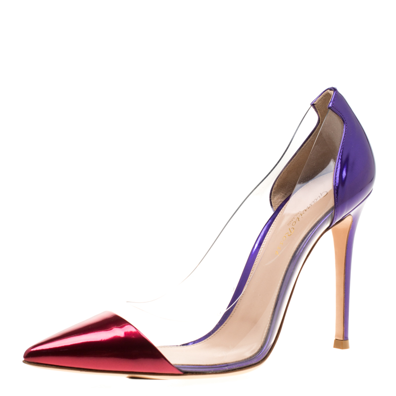 gianvito rossi red plexi pumps