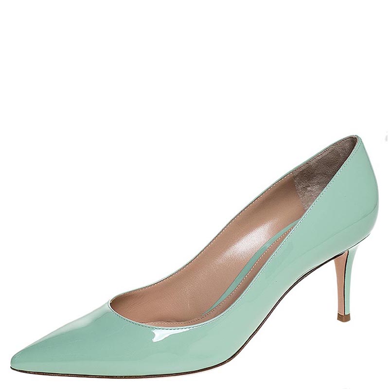 Pre Owned Gianvito Rossi Pistachio Green Pointed Toe Pumps Size 40.5