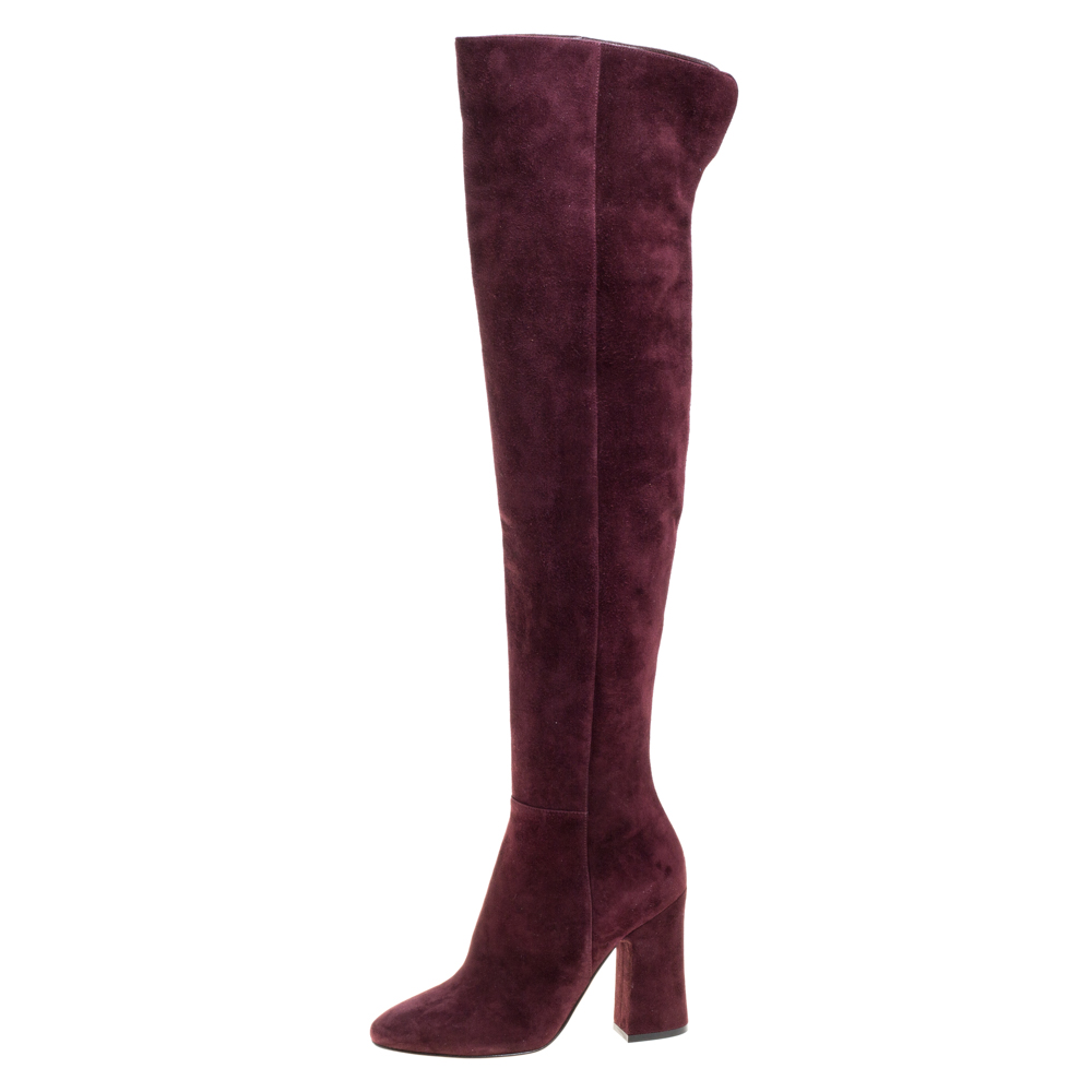 

Gianvito Rossi Burgundy Suede Knee High Boots Size