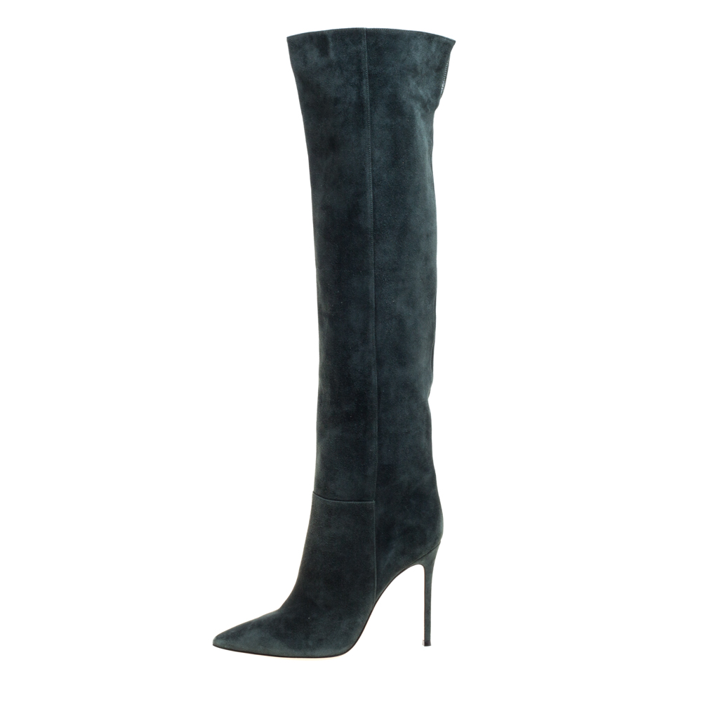 

Gianvito Rossi Green Suede Knee High Boots Size