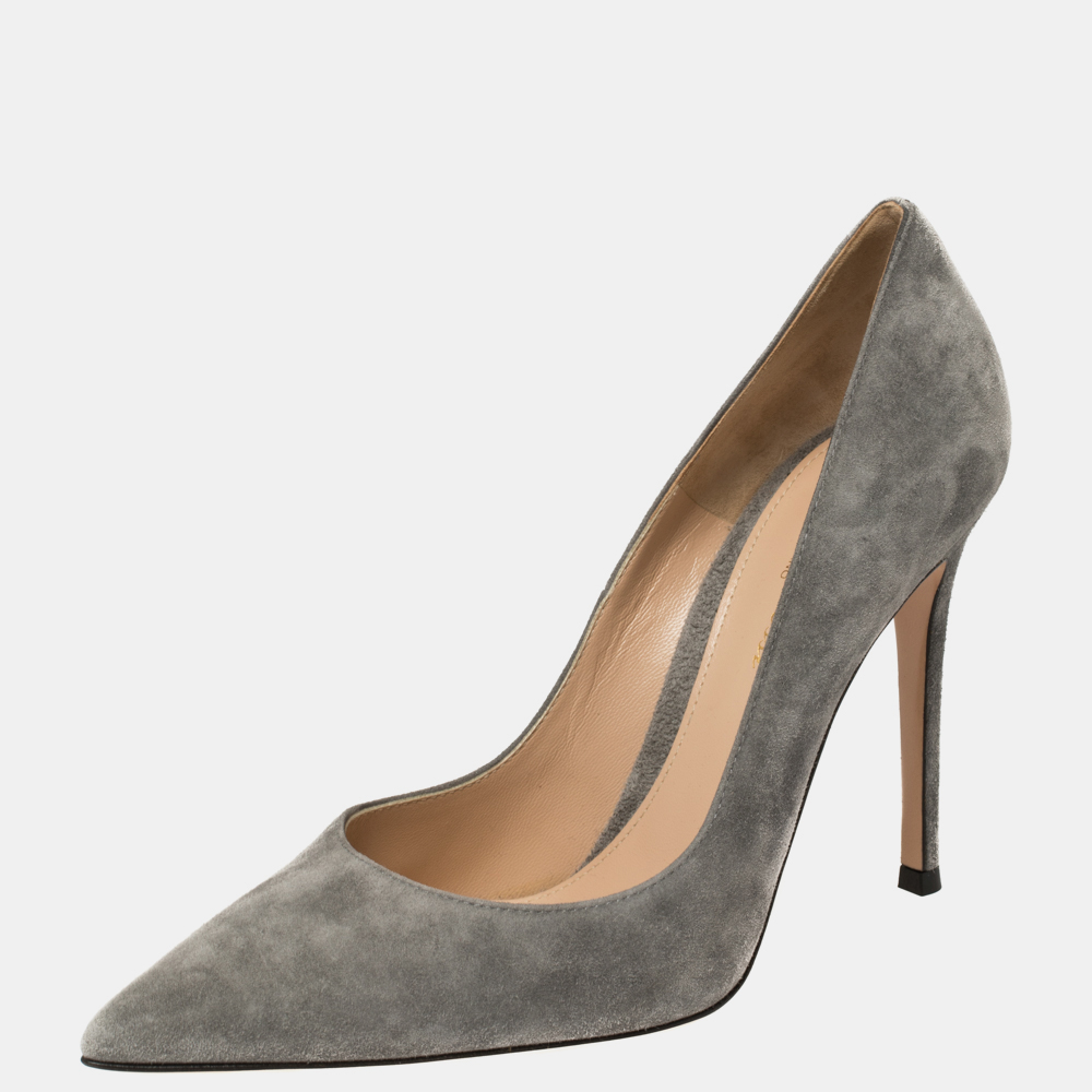 

Gianvito Rossi Grey Suede Pointed Toe Pumps Size