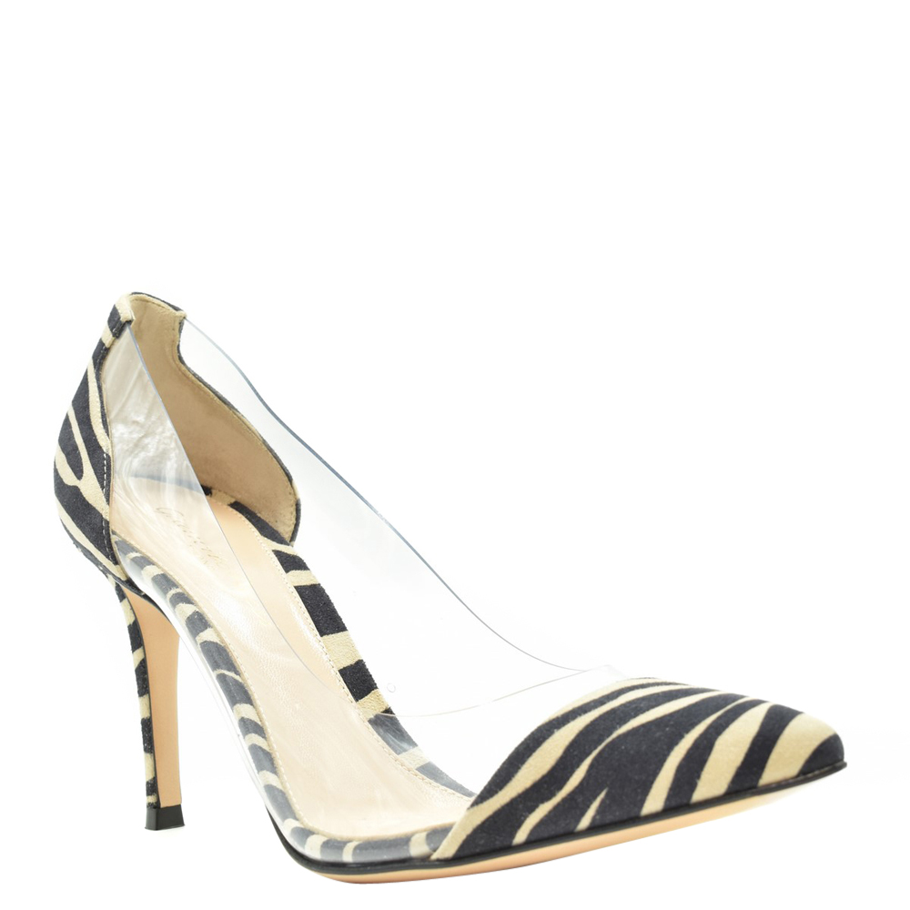 

Gianvito Rossi Multicolor Suede Plexi Pointed Toe Pumps Size EU