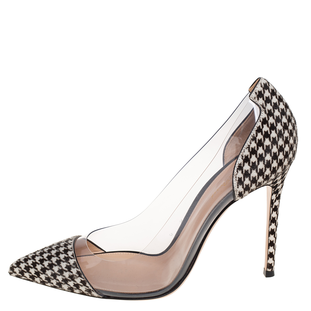

Gianvito Rossi Black/White Pony Hair and PVC Plexi Pointed Toe Pumps Size