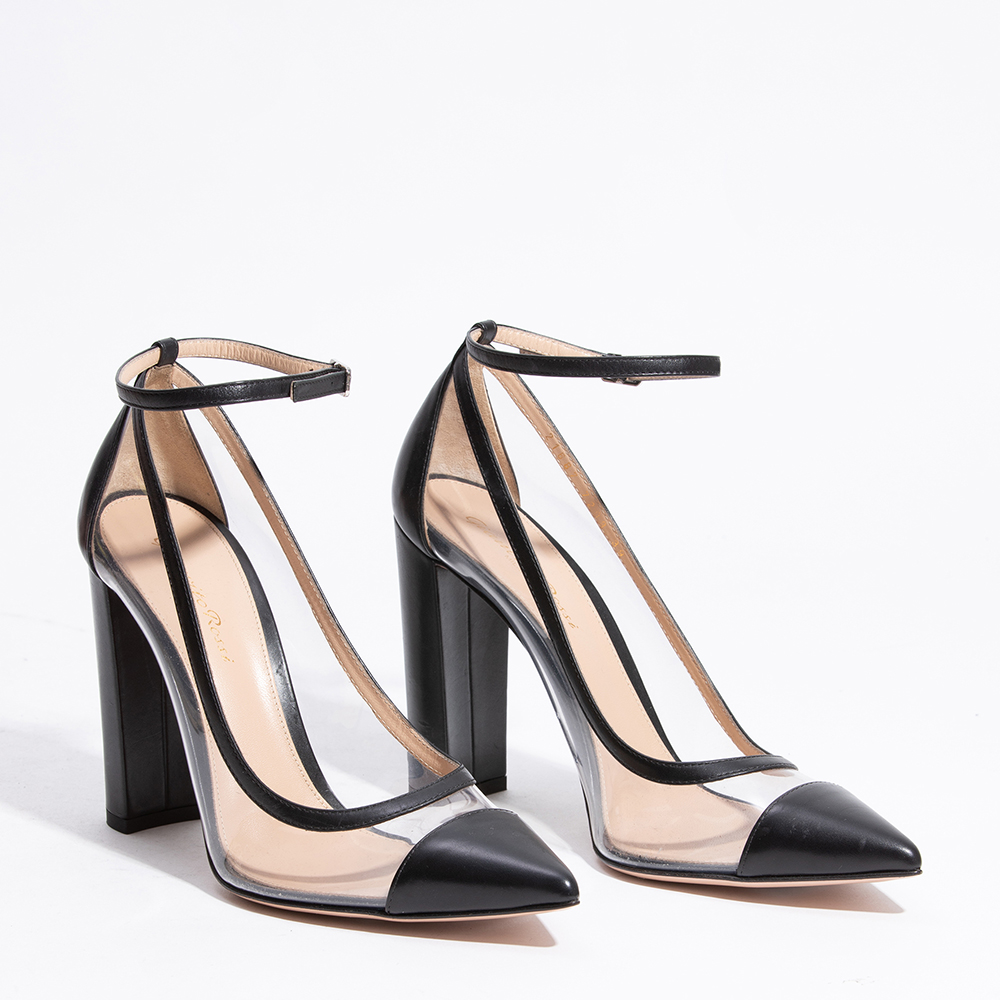 

Gianvito Rossi Black Transparent Ankle Buckle Pumps Size EU