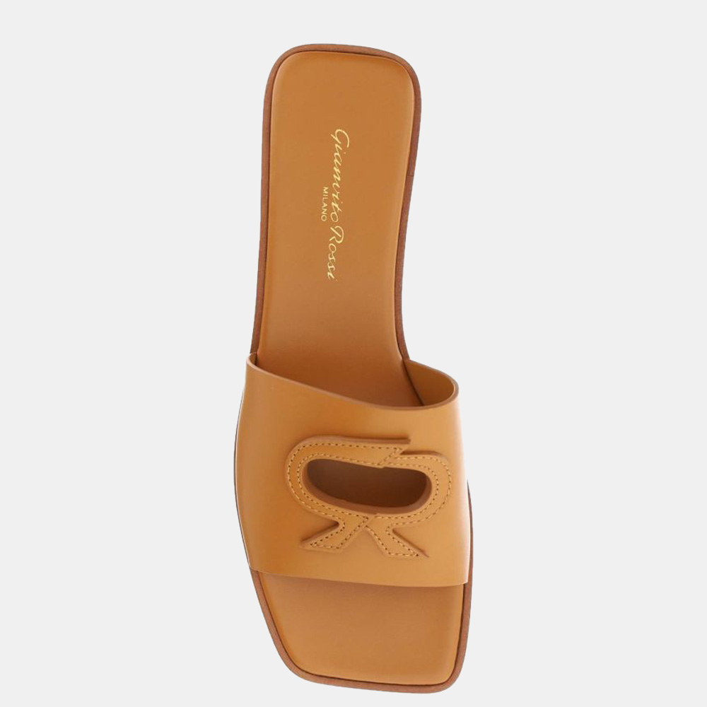 

Gianvito Rossi Brown Leather Ribbon Slides Size EU