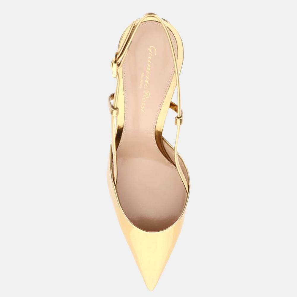 

Gianvito Rossi Gold Laminated Leather Slingback Pumps Size EU