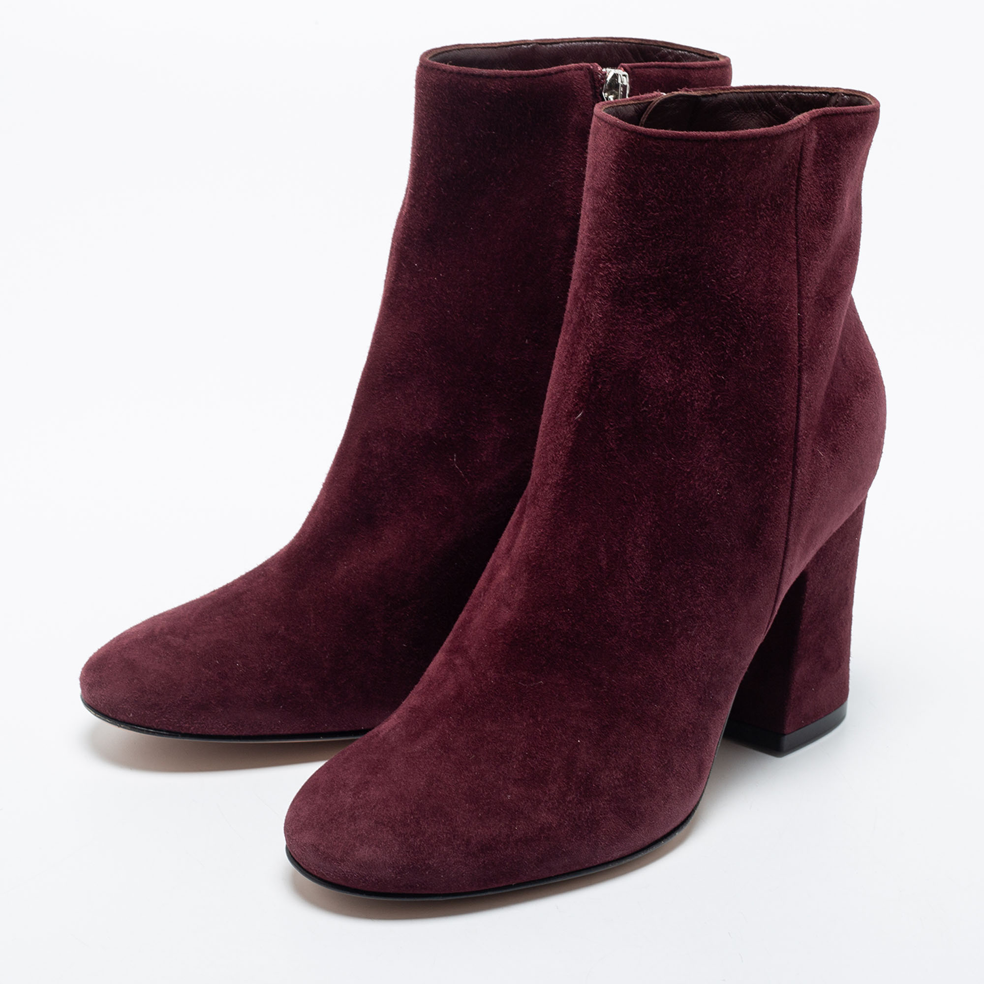 

Gianvito Rossi Burgundy Suede Margaux Ankle Boots Size