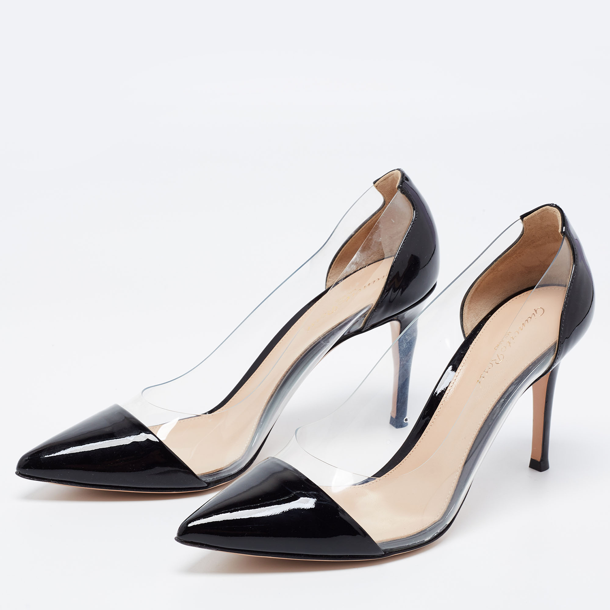 

Gianvito Rossi Black Patent Leather and PVC Plexi Pumps Size