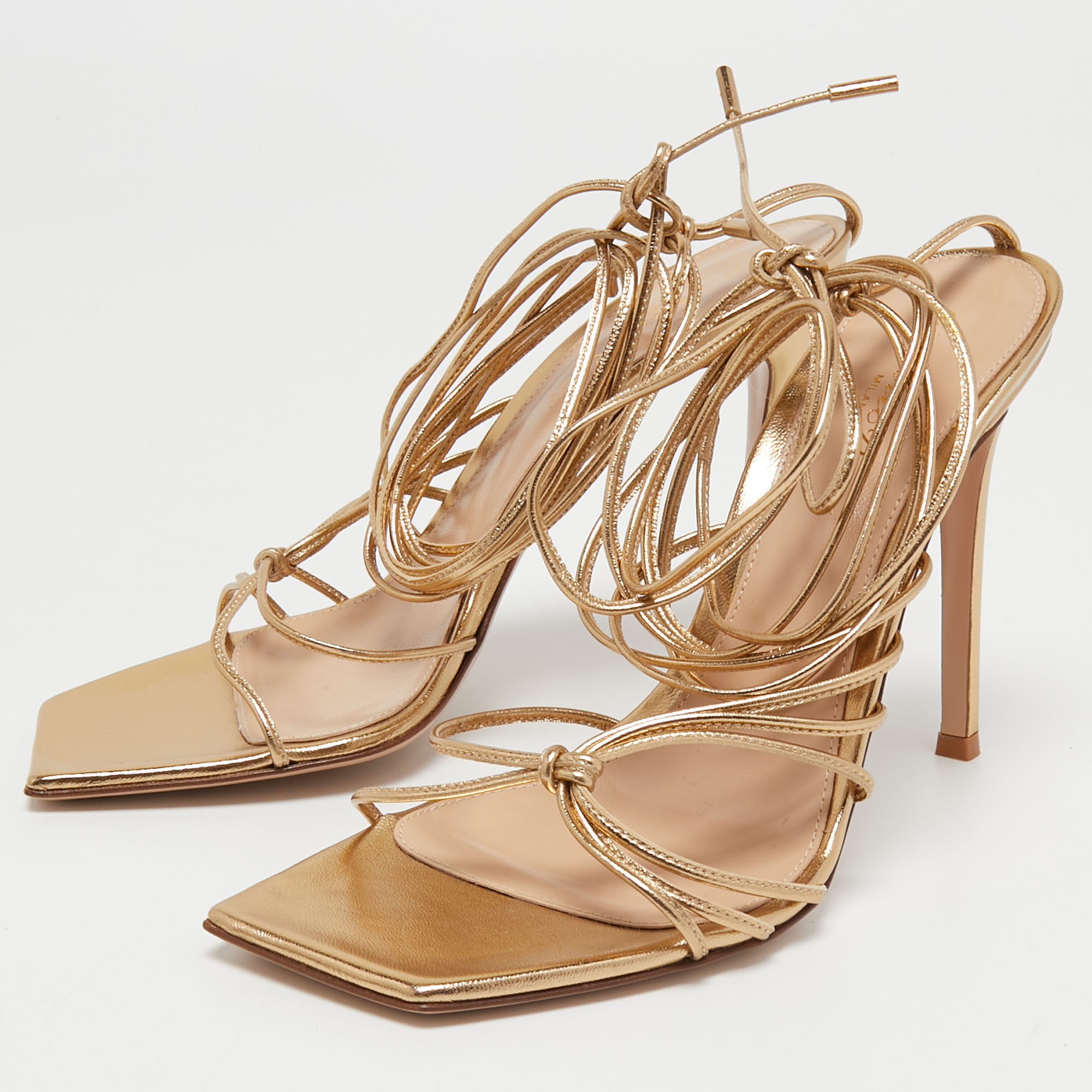 

Gianvito Rossi Metallic Gold Leather Giza Wrapped Sandals Size