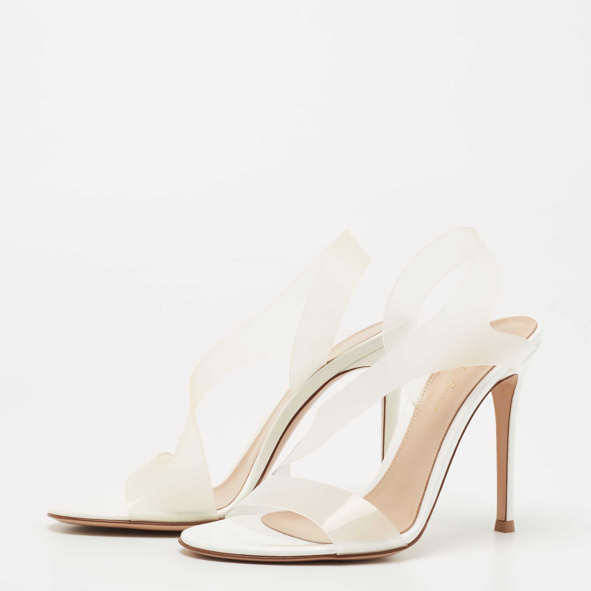 

Gianvito Rossi White PVC Metropolis Sandals Size