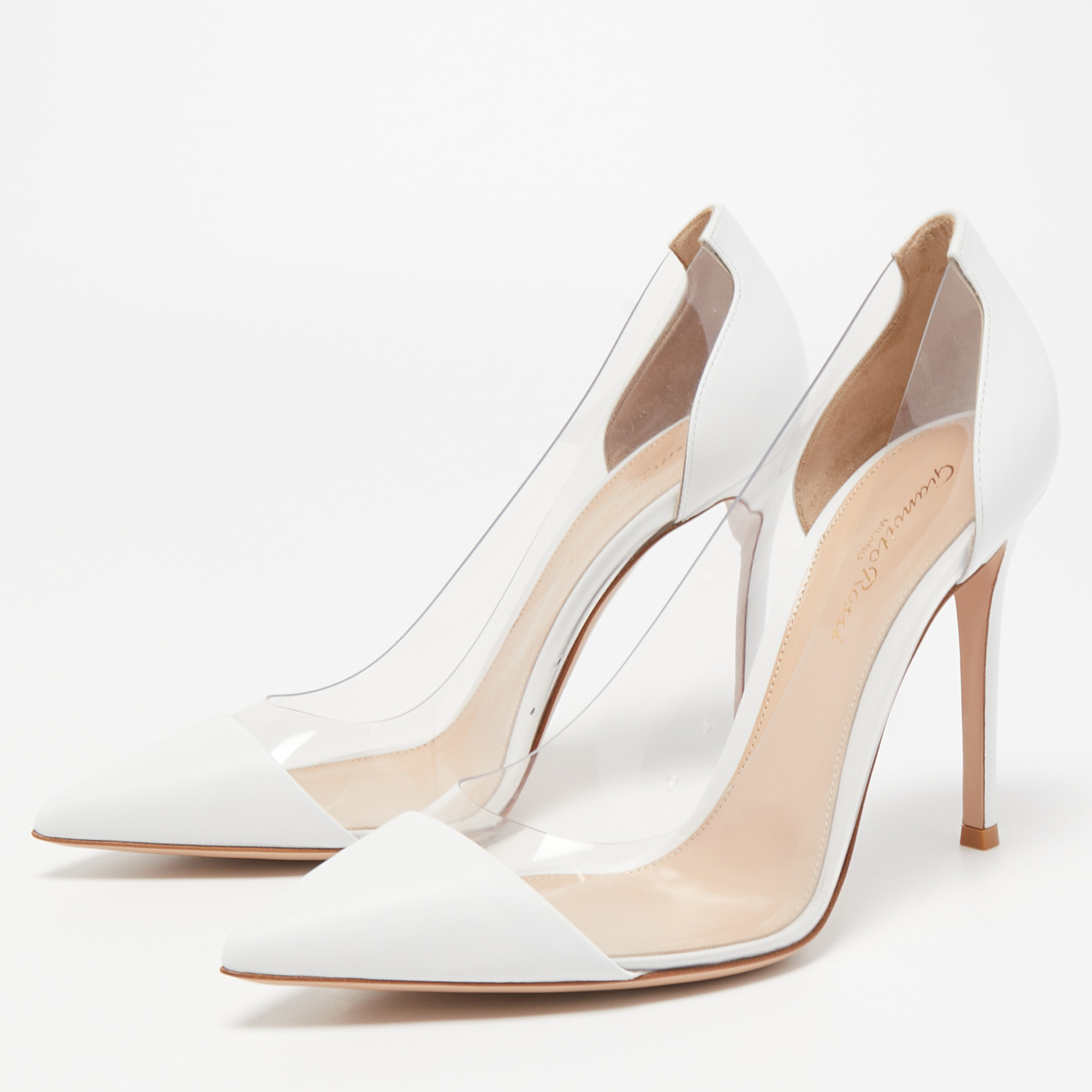 

Gianvito Rossi White Patent Leather and PVC Plexi Pumps Size