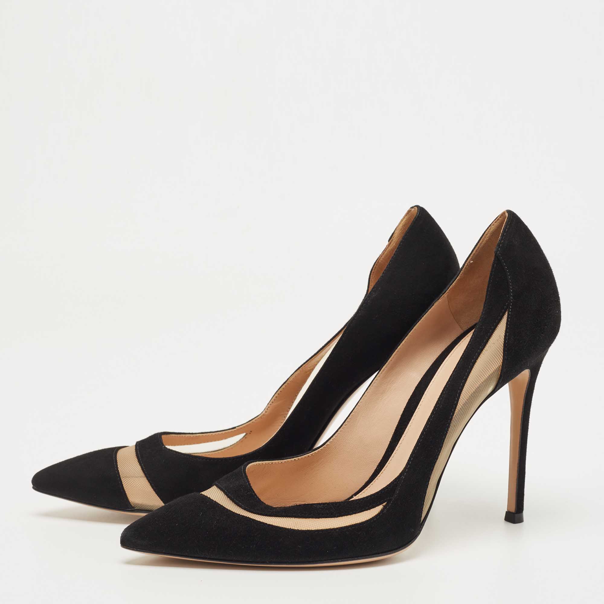 

Gianvito Rossi Black Suede and Mesh Pointed Toe Pumps Size