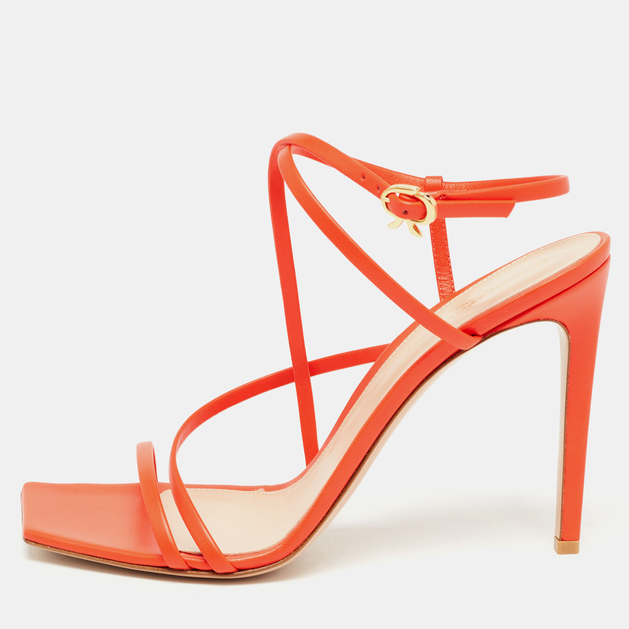 

Gianvito Rossi Orange Leather Ankle Strap Size