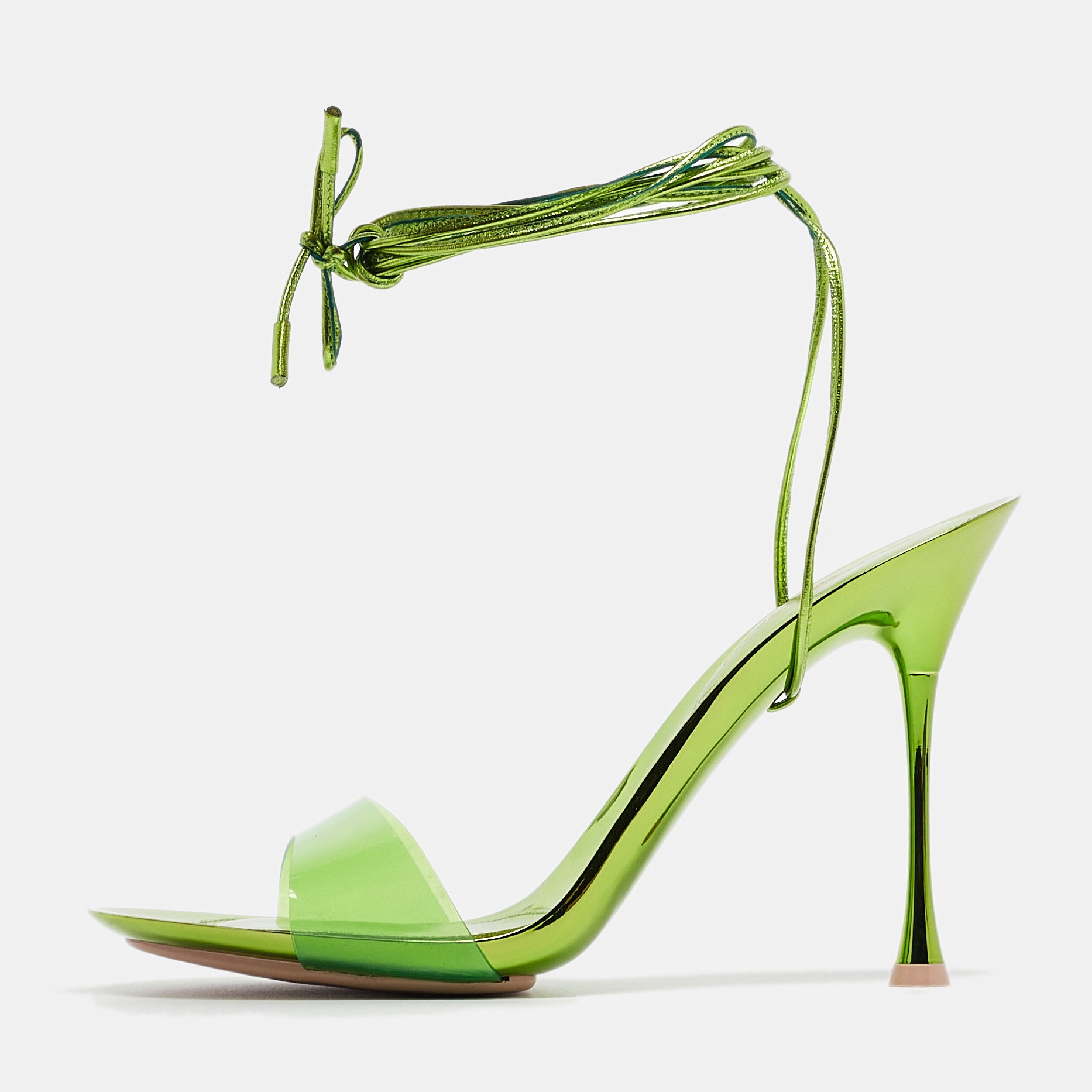 

Gianvito Rossi Green PVC and Leather Spice Sandals Size