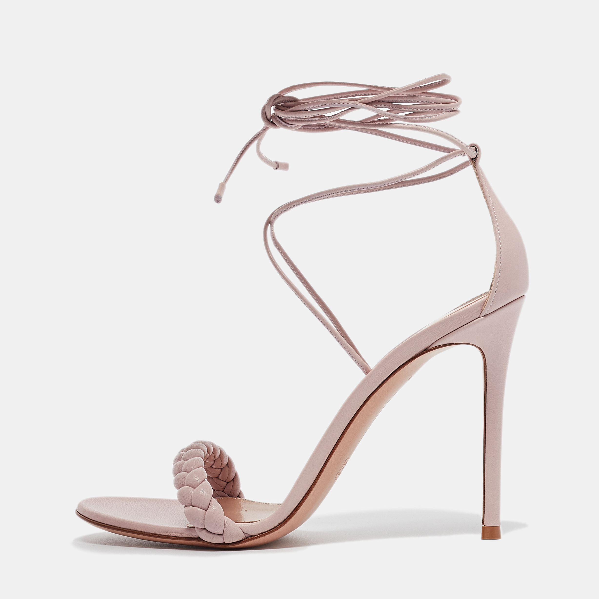 

Gianvito Rossi Pink Braided Leather Leomi Sandals Size