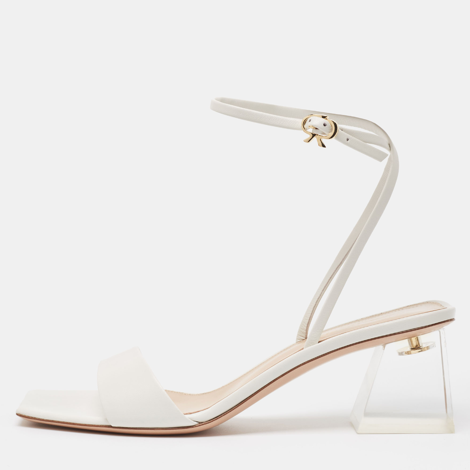 

Gianvito Rossi White Leather Cosmic Sandals Size