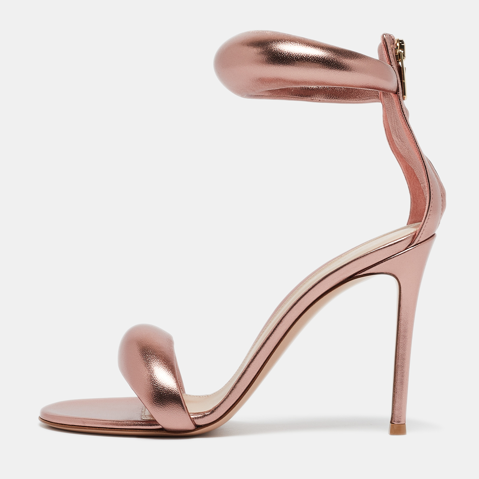 

Gianvito Rossi Metallic Rose Gold Leather Bijoux Sandals Size, Pink