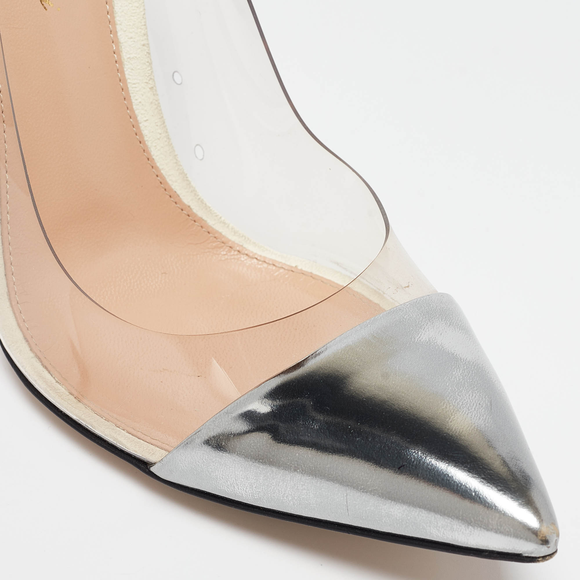 Gianvito Rossi Tricolor Suede and PVC Plexi Pumps Size 38 