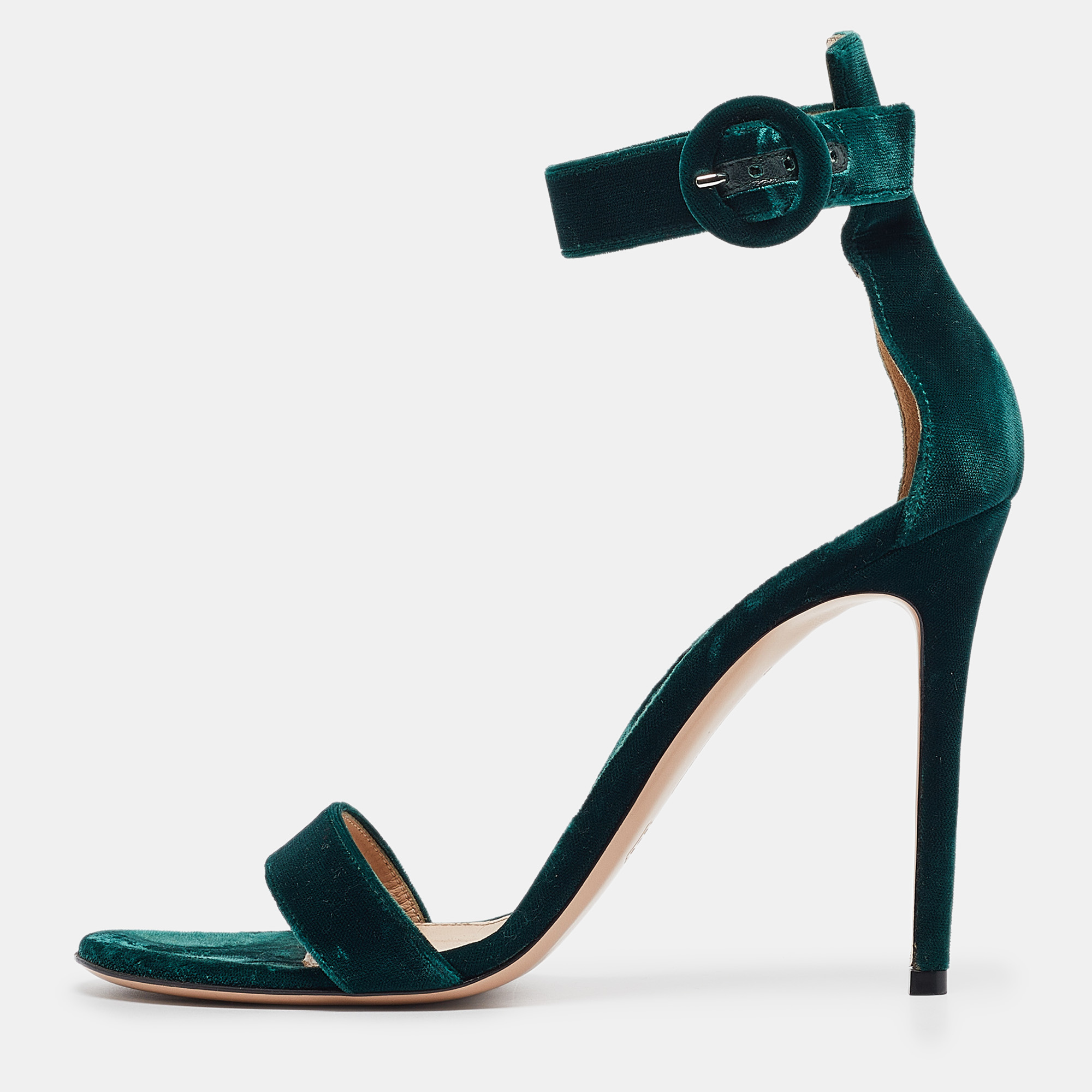 

Gianvito Rossi Green Velvet Portofino Ankle Strap Sandals Size