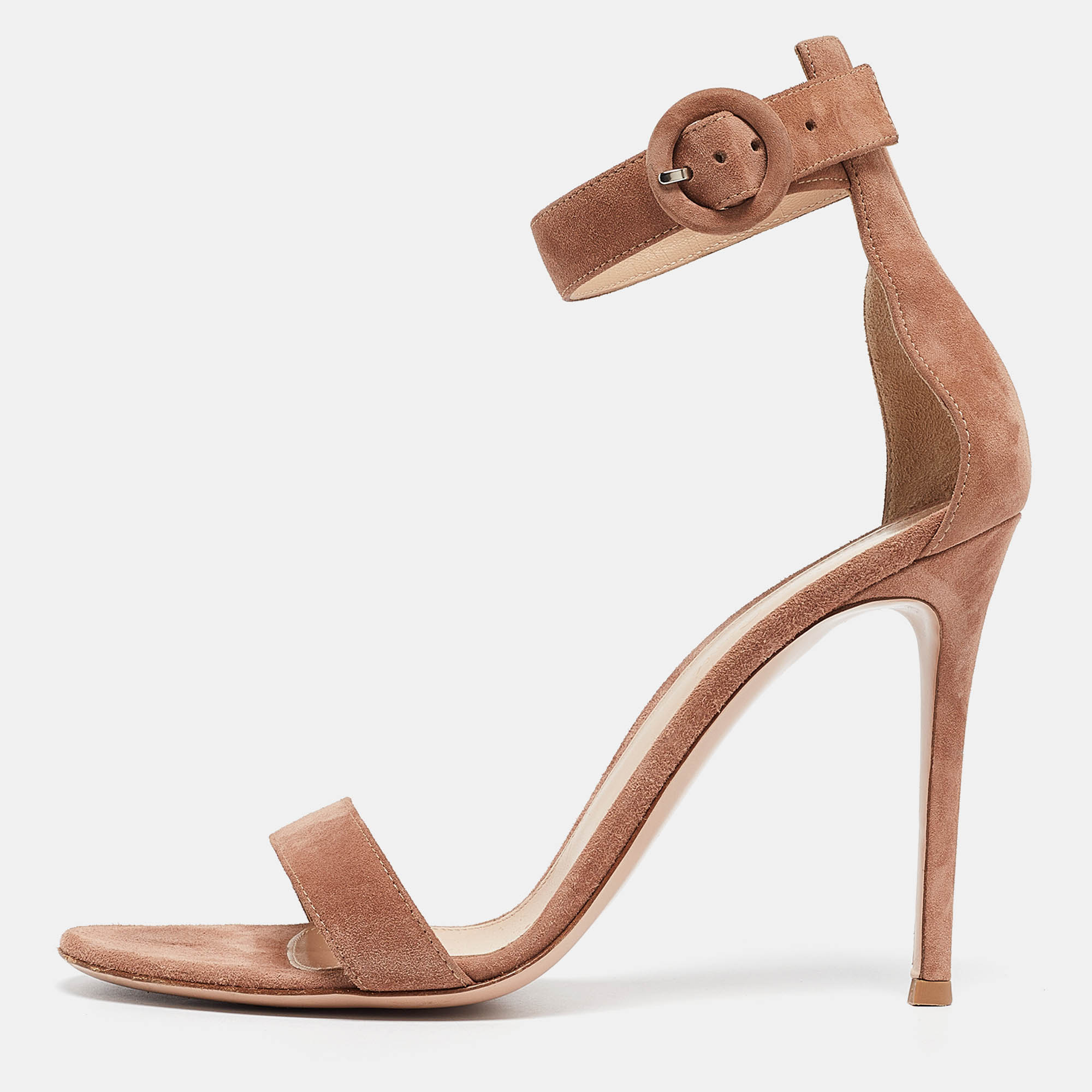 

Gianvito Rossi Brown Suede Portofino Ankle Strap Sandals Size, Beige