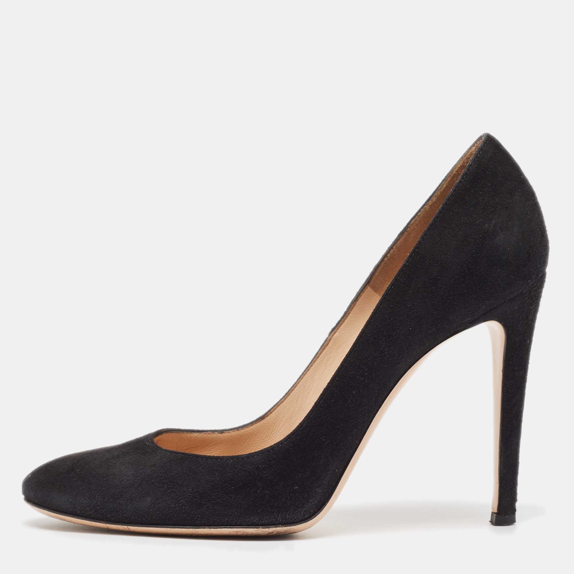 

Gianvito Rossi Black Suede Roma Pumps Size