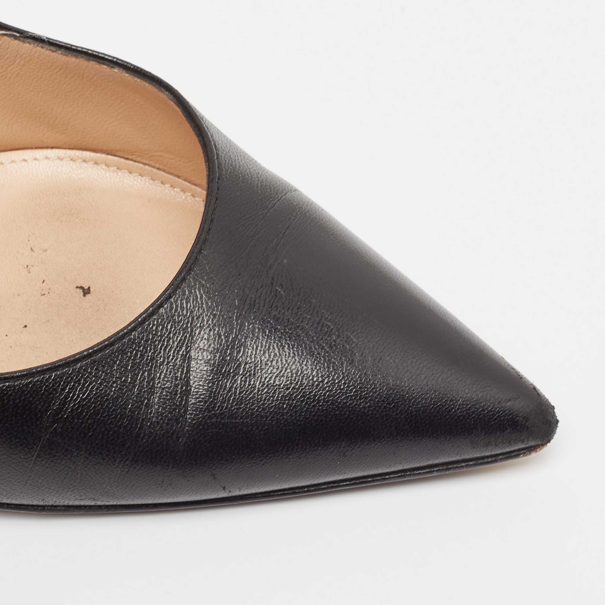 Gianvito Rossi Black Leather Pointed Toe Pumps Size 40 