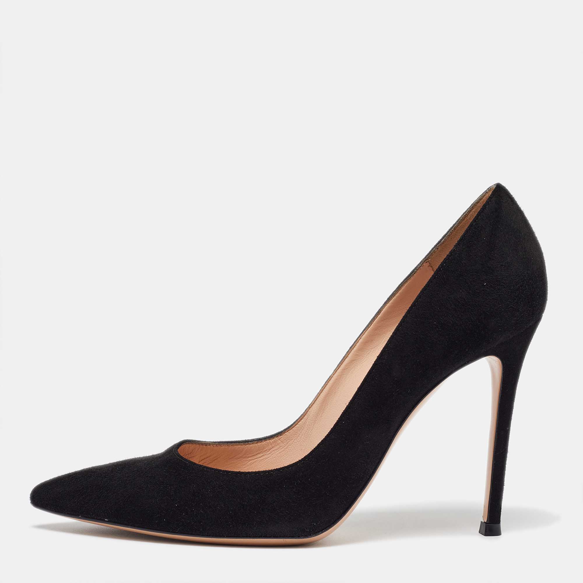 

Gianvito Rossi Black Suede Gianvito 105 Pointed Toe Pumps Size