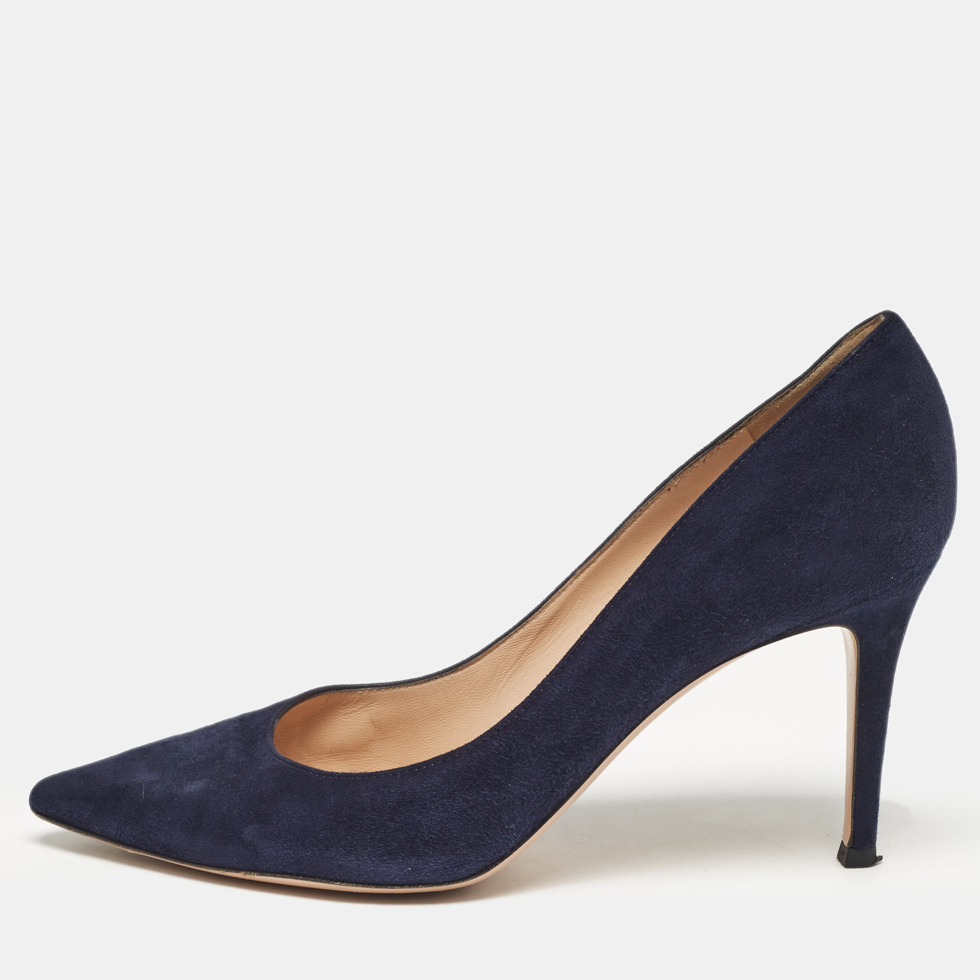 

Gianvito Rossi Navy Blue Suede Gianvito Pumps Size