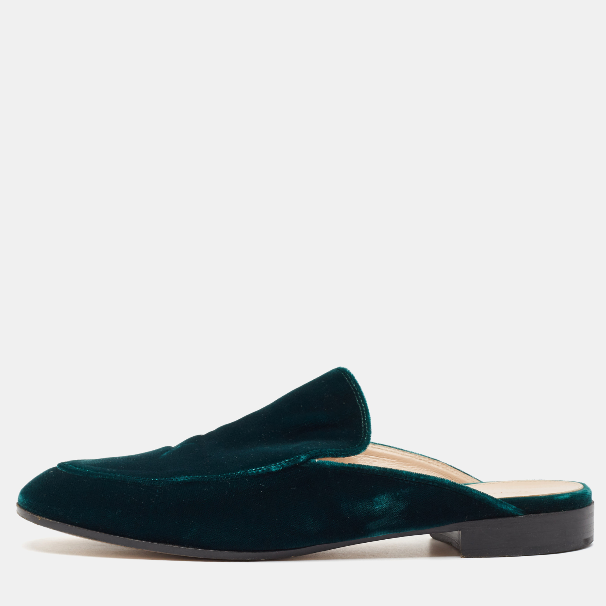 

Gianvito Rossi Green Velvet Palau Flat Mules Size