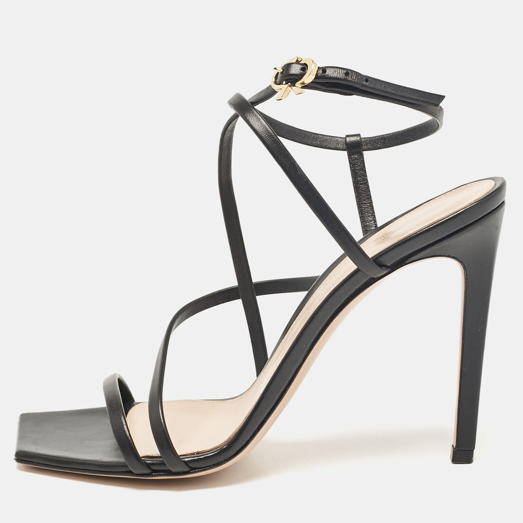 

Gianvito Rossi Black Leather Ankle Strap Sandals Size