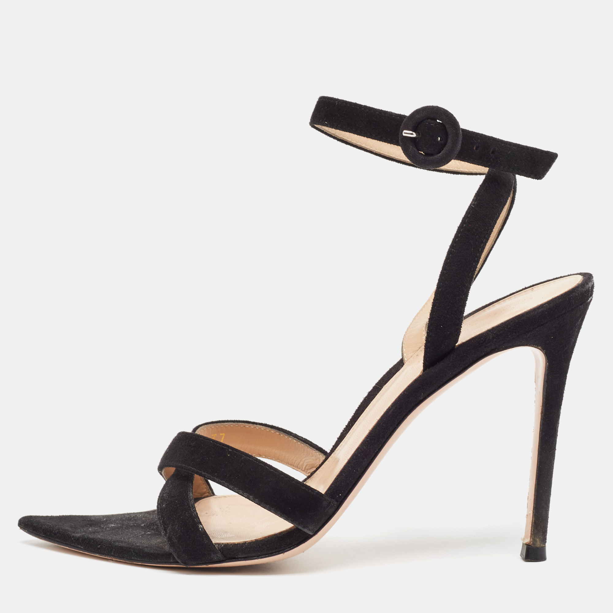 

Gianvito Rossi Black Suede Ankle Strap Sandals Size