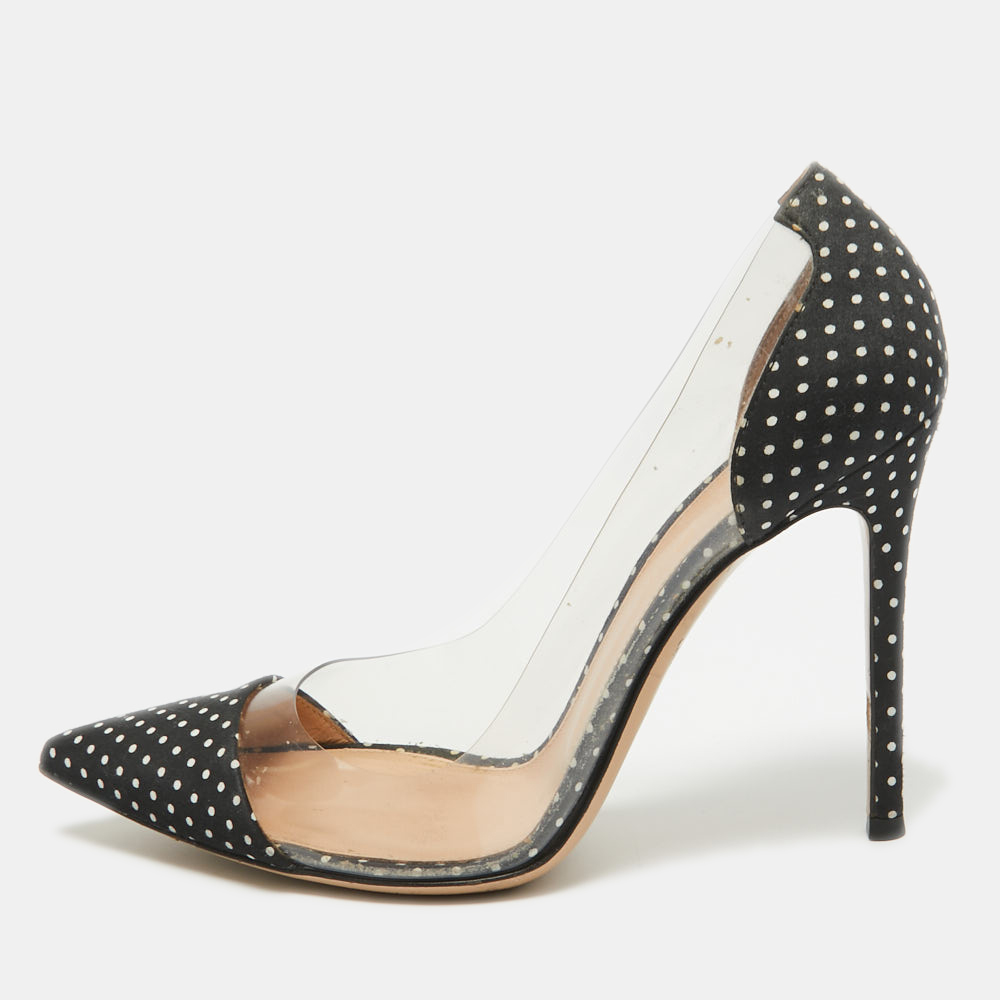 

Gianvito Rossi Black/White Fabric and PVC Plexi Pumps Size