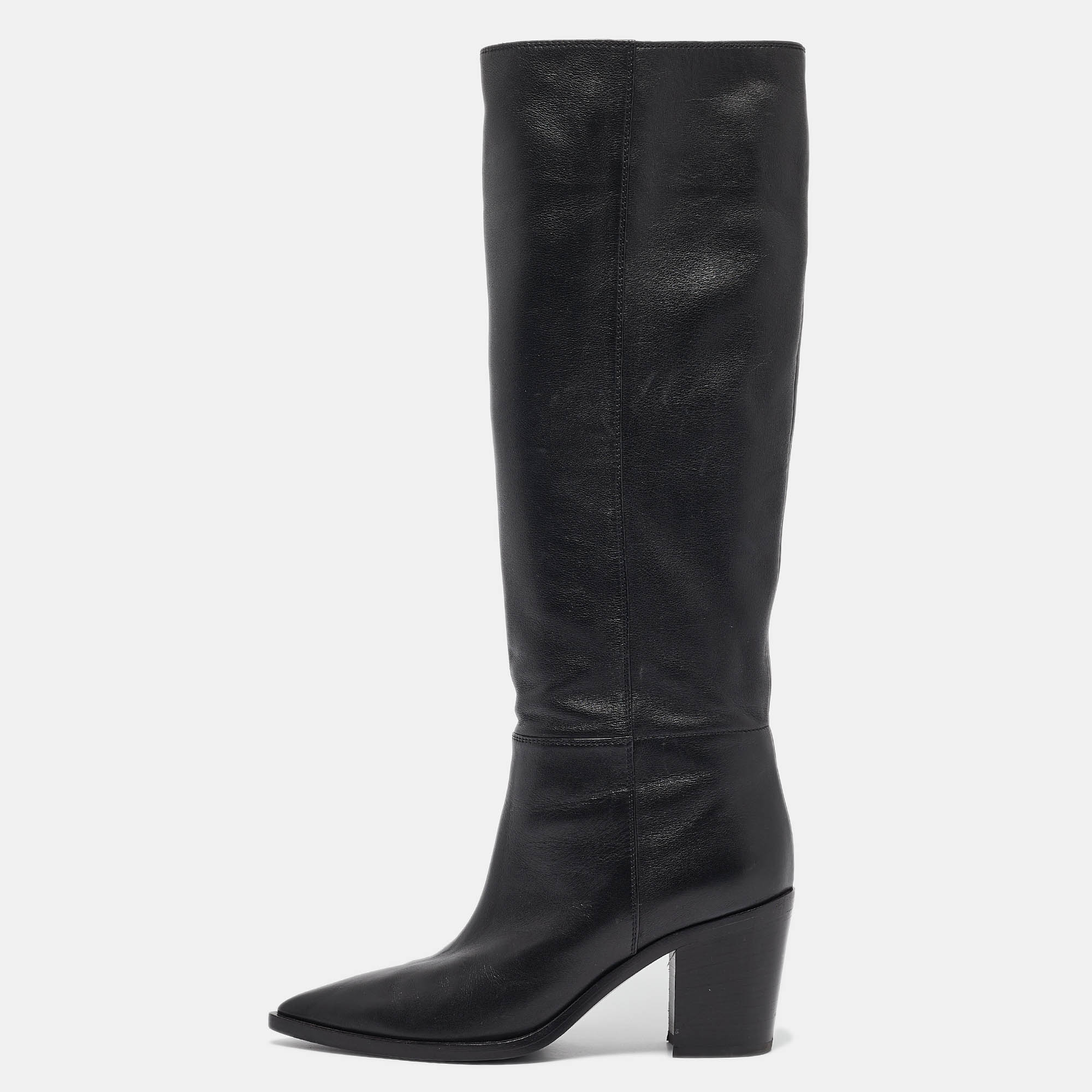 

Gianvito Rossi Black Leather Knee Length Boots Size